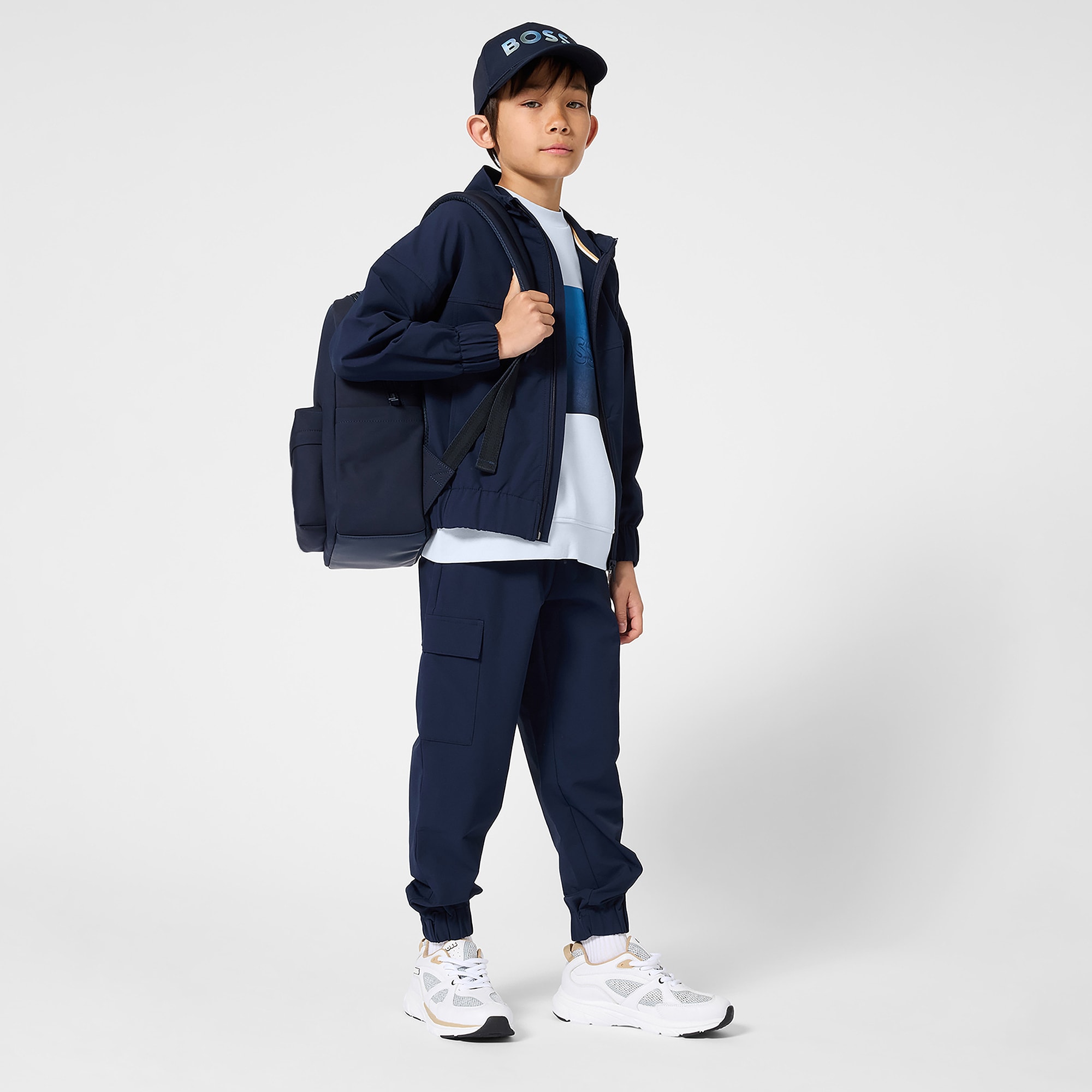 Boys Navy Blue Canvas Mini Backpack (28cm) - View 2