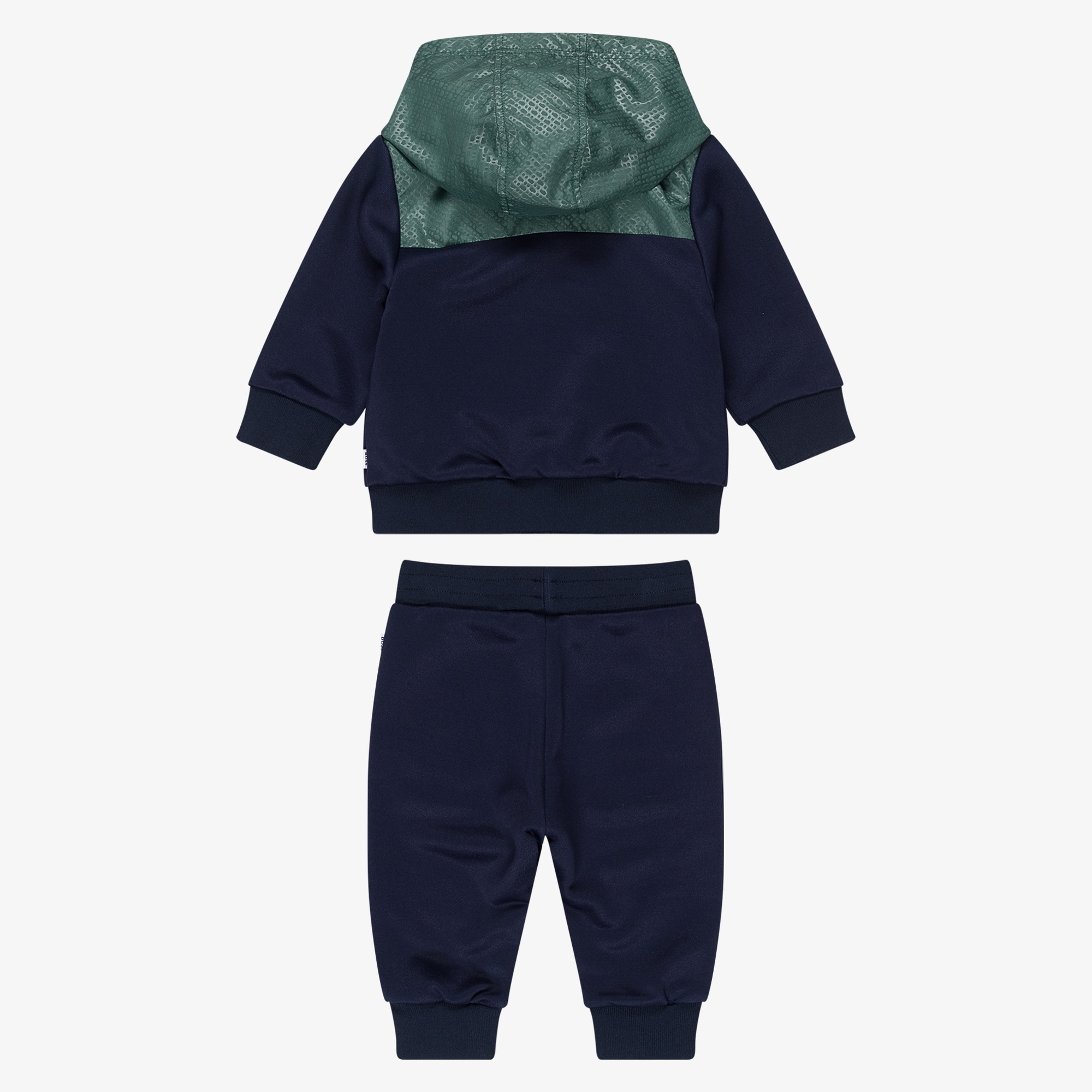 Boys Navy Blue & Green Hooded Jersey Tracksuit - View 3