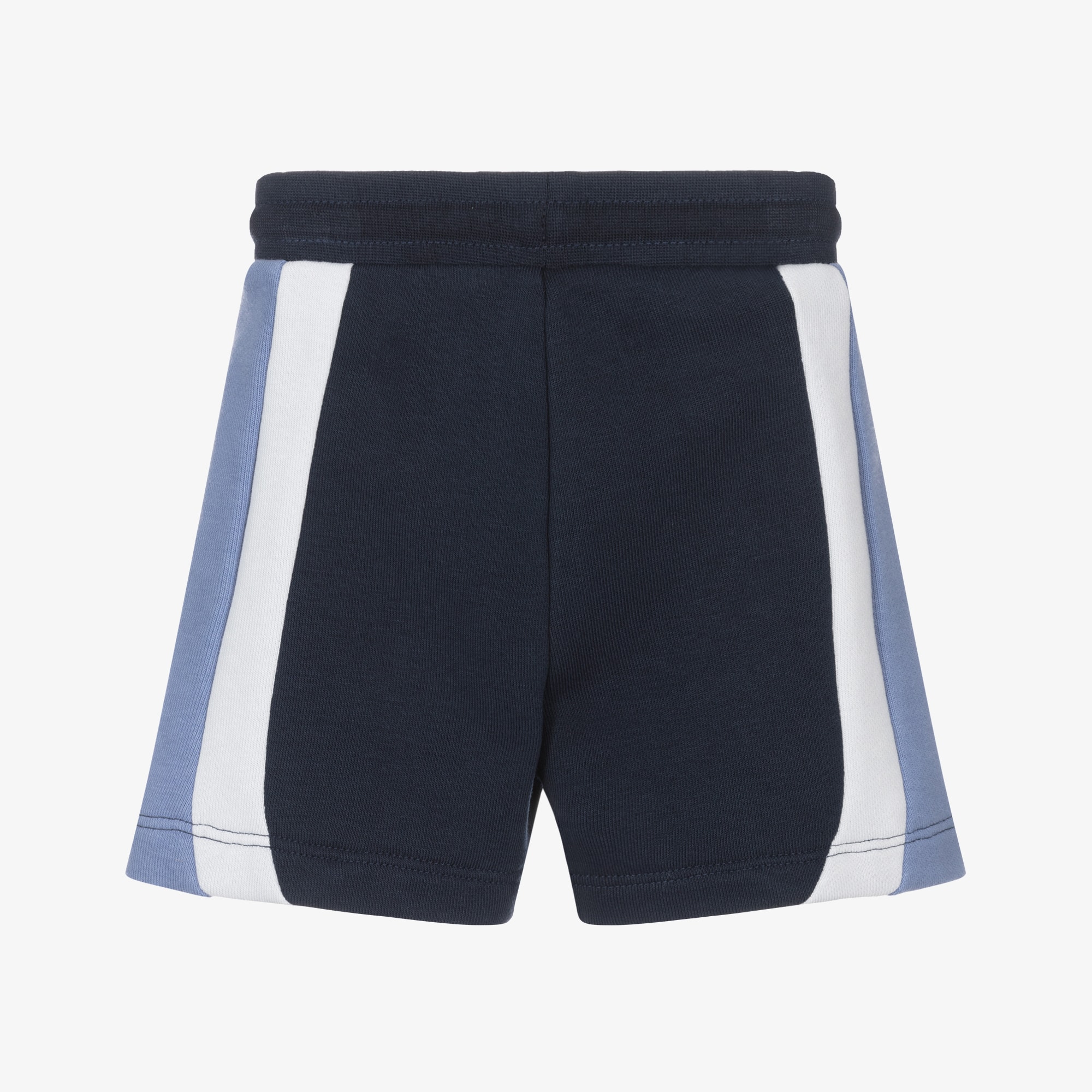 Boys Navy Blue Jersey Shorts with Stripes - View 2