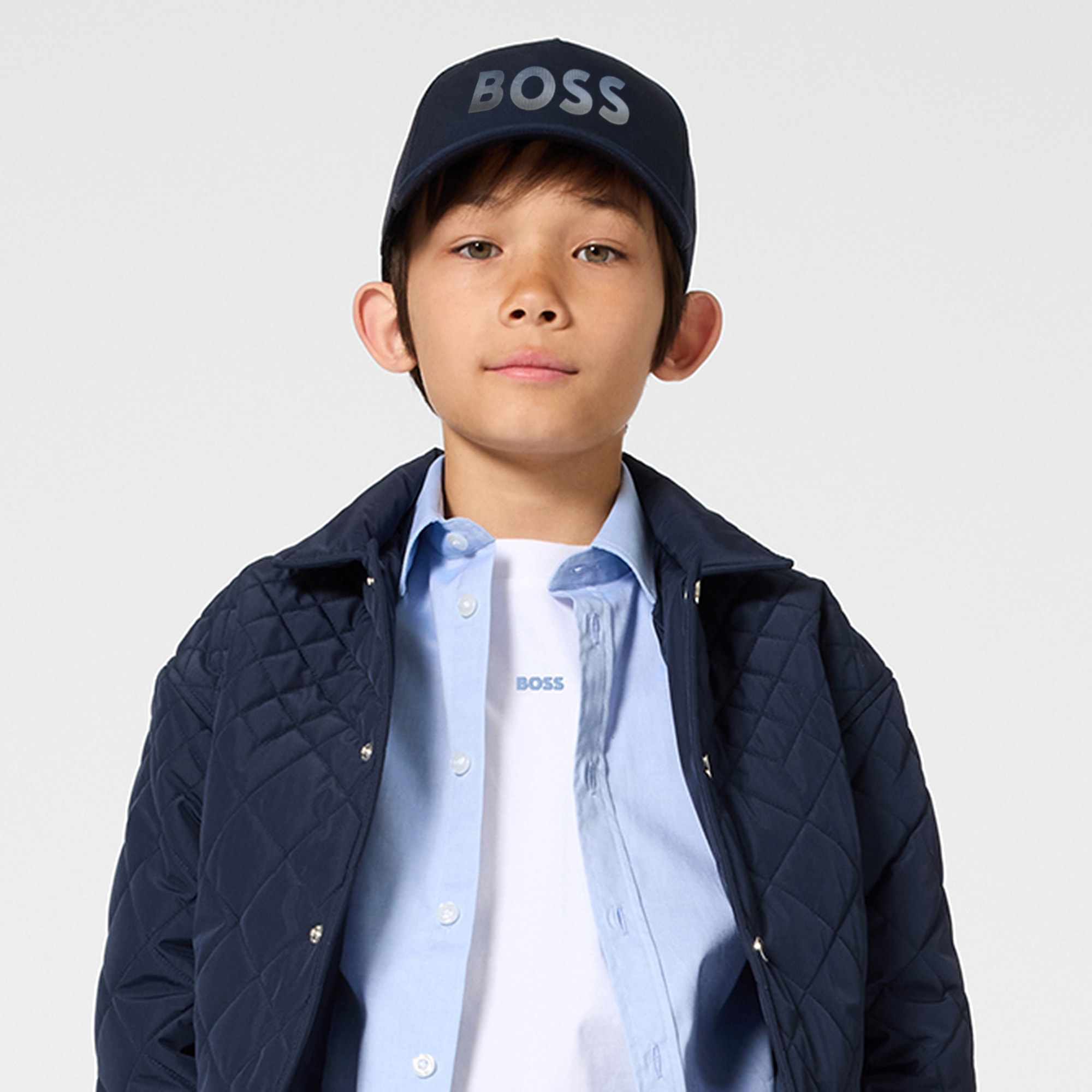 Boys Navy Blue Twill Ombré Logo Cap - View 2