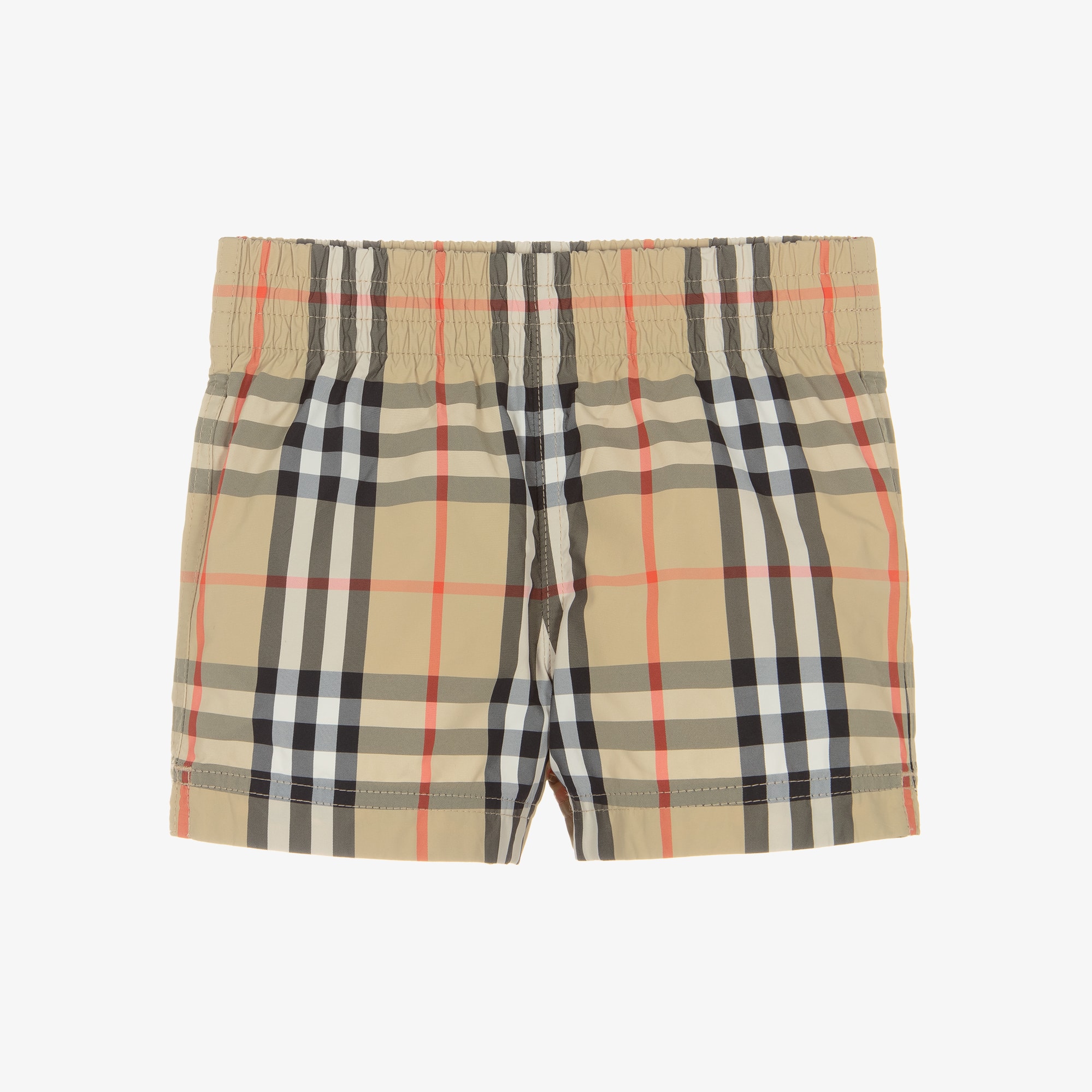 Baby Boys Beige Check Swim Shorts - View 1