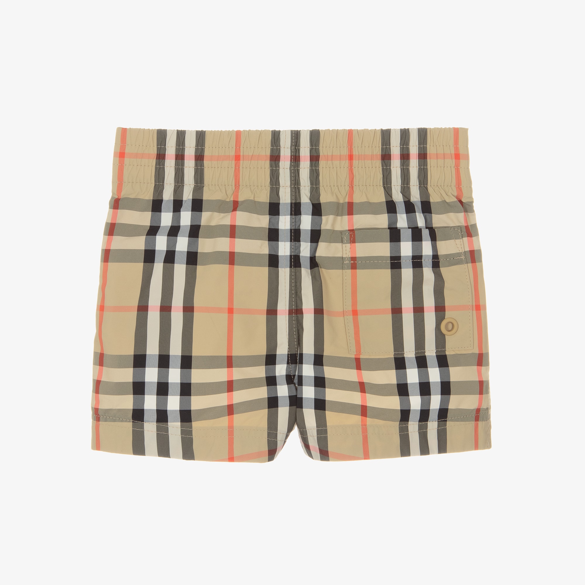 Baby Boys Beige Check Swim Shorts - View 2
