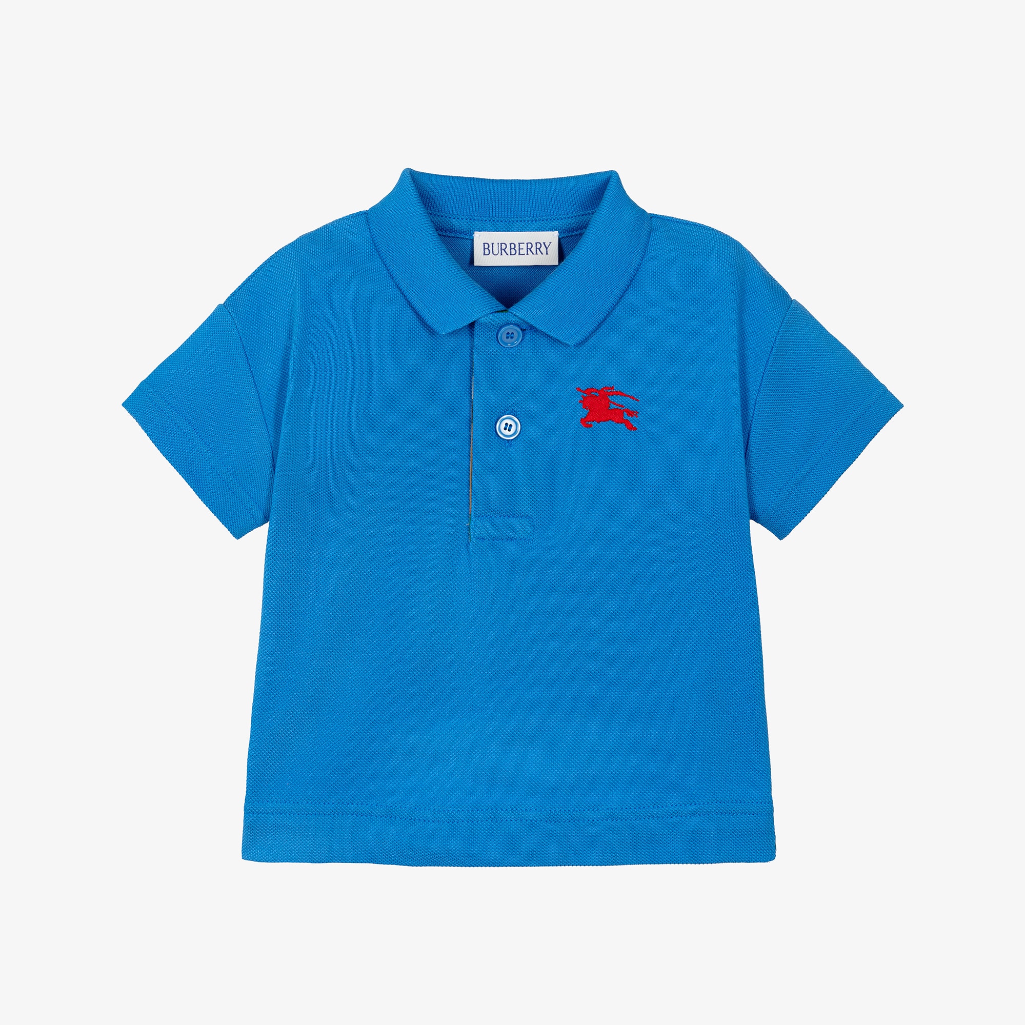 Baby Boys Bright Blue Cotton Piqué EKD Polo Shirt - View 1
