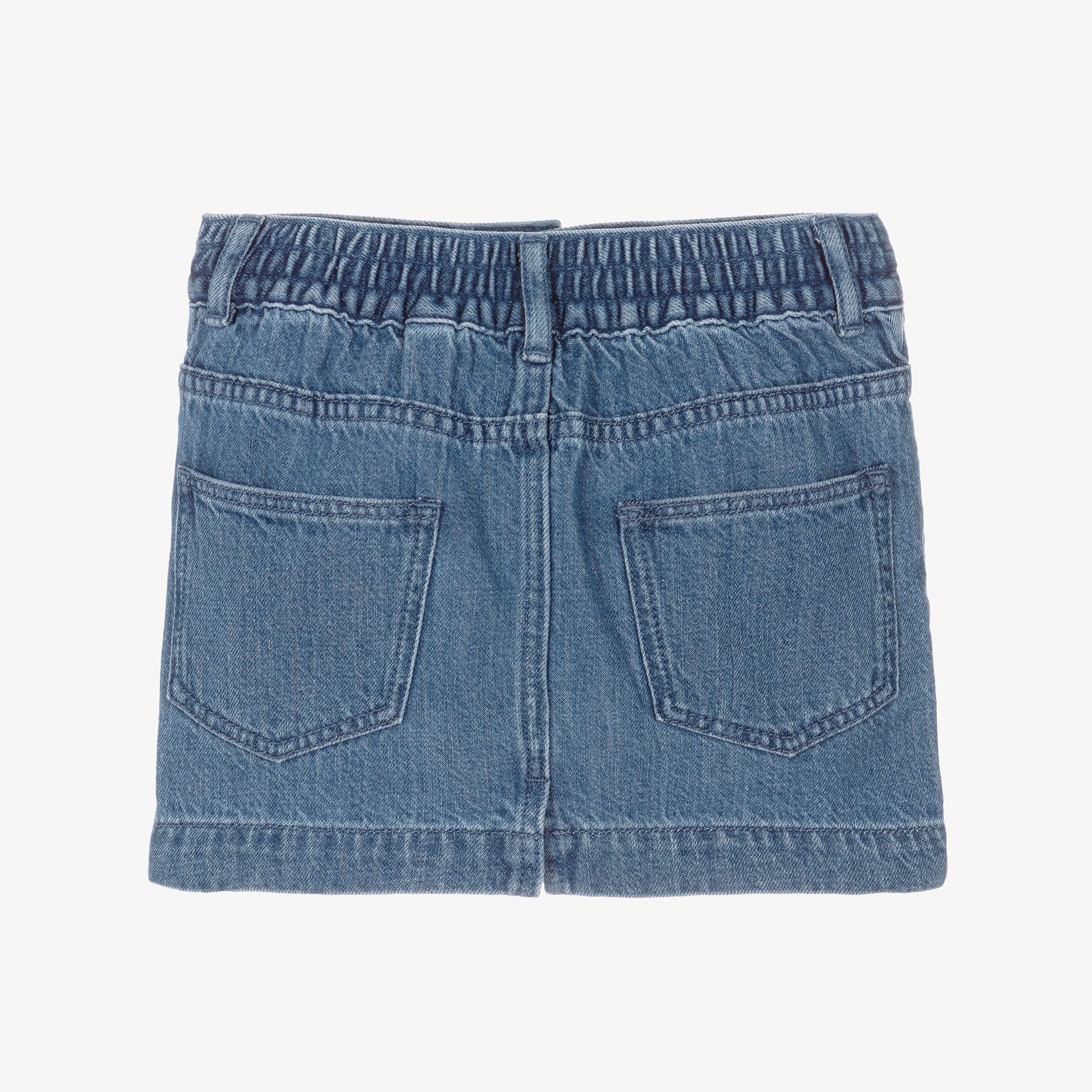 Girls Blue Denim Skirt with Equestrian Knight Design Logo - View 2