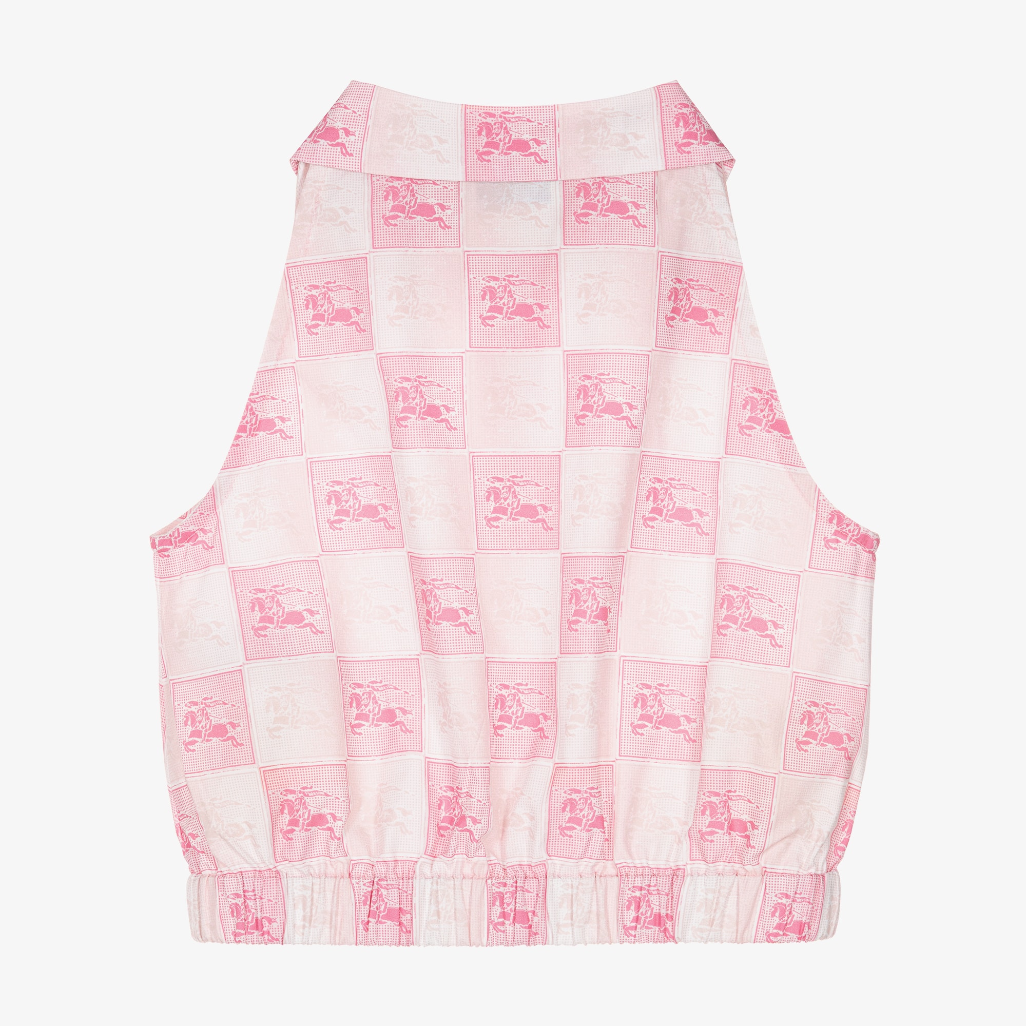 Girls Pink Cotton EKD Checkerboard Sleeveless Blouse - View 2