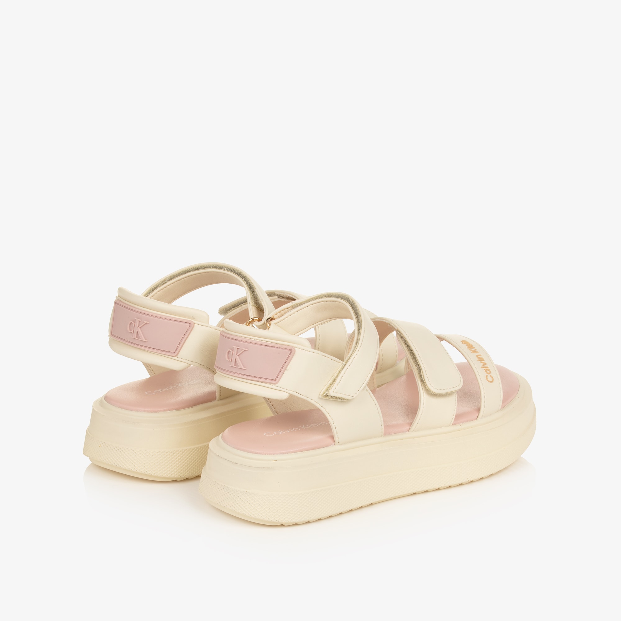 Girls Black Faux Leather Sandals with Chunky Soles - View 2
