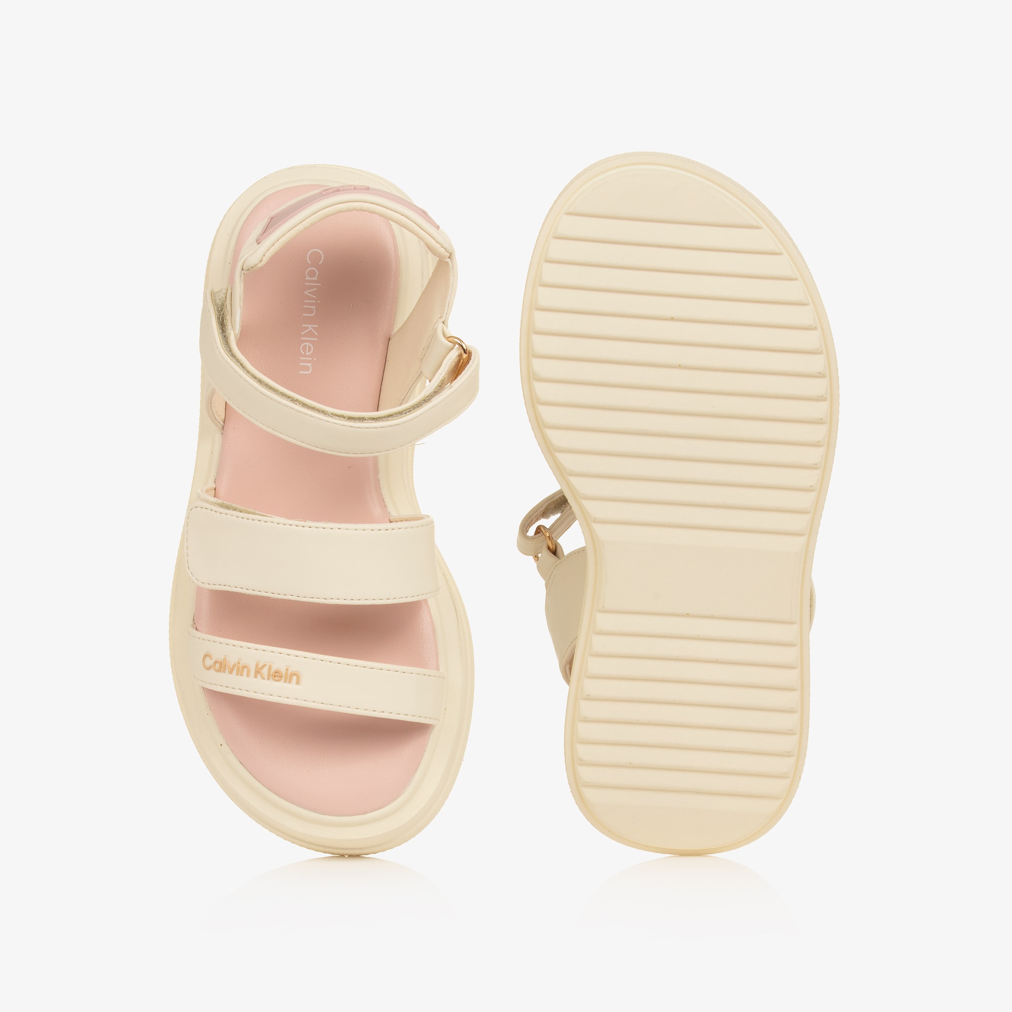 Girls Black Faux Leather Sandals with Chunky Soles - View 3