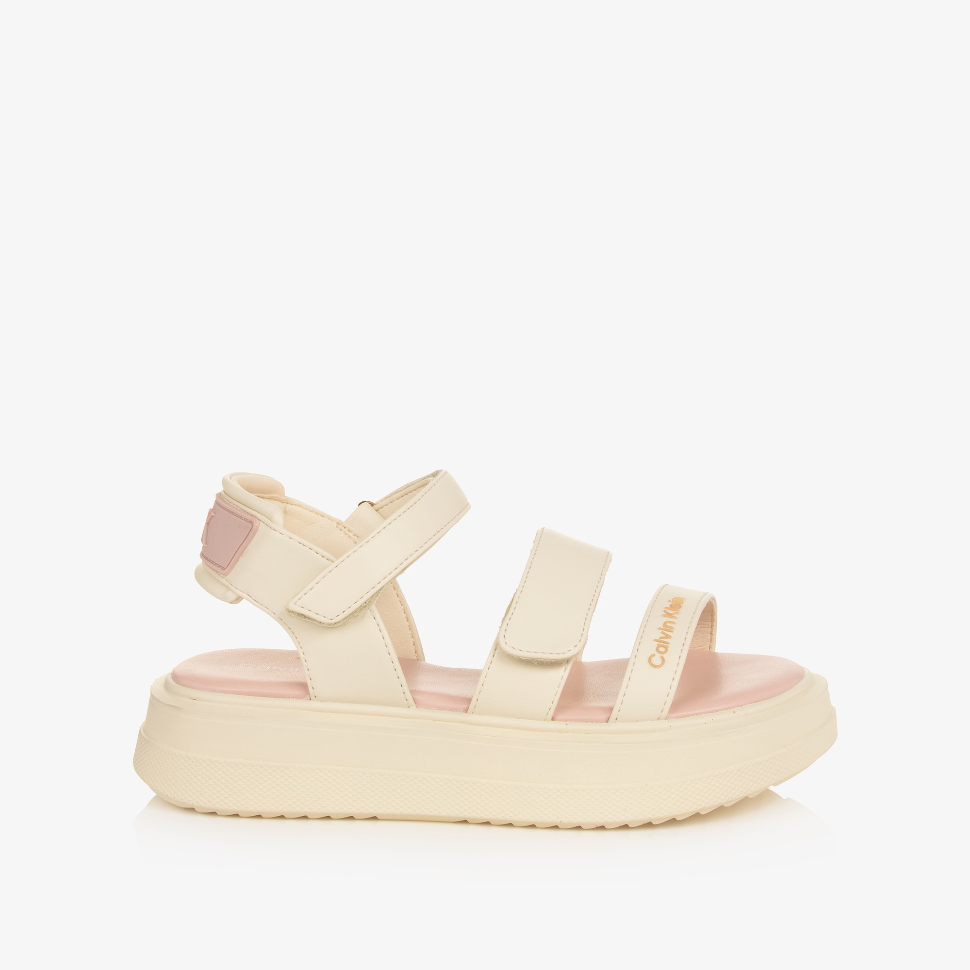 Girls Black Faux Leather Sandals with Chunky Soles - View 4