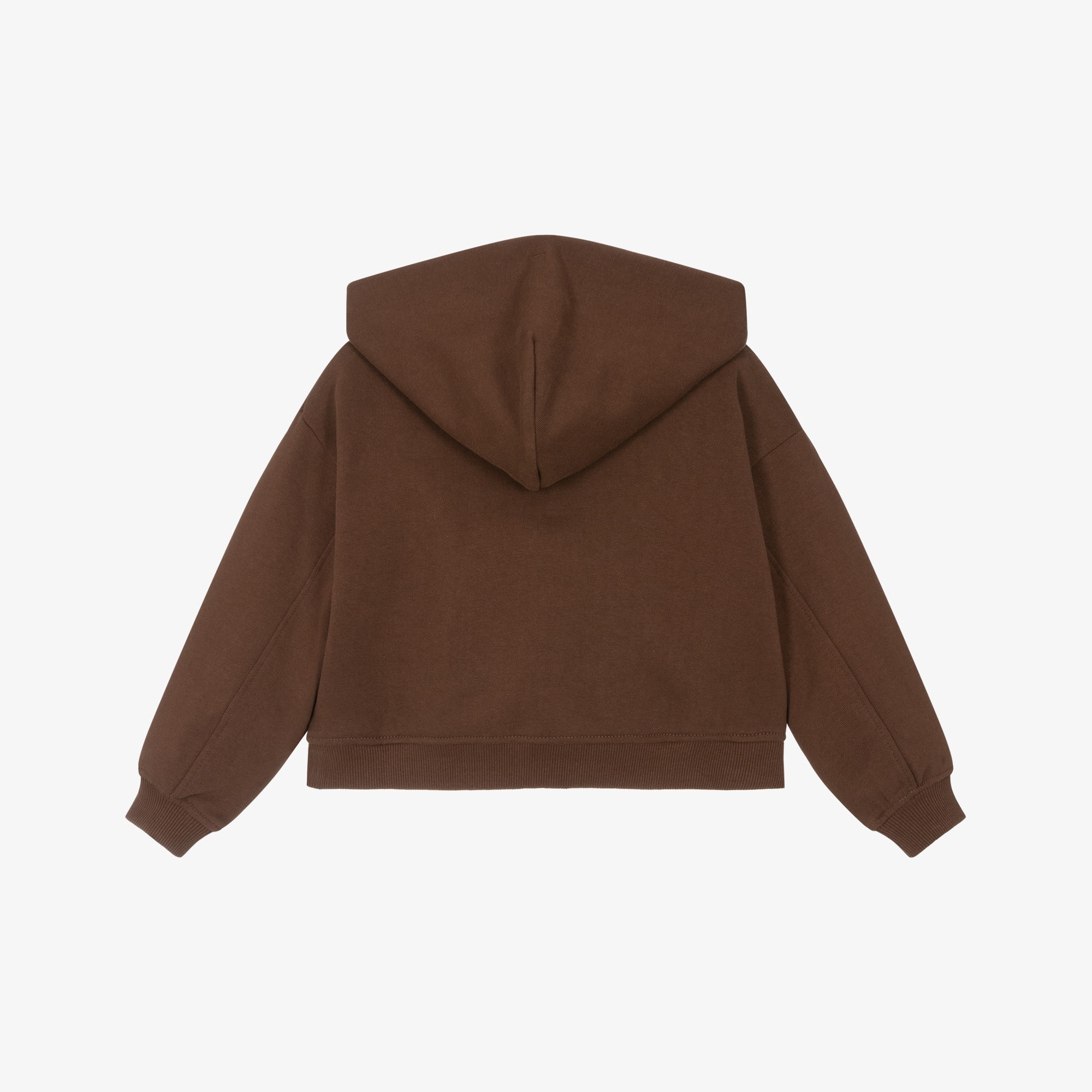 Girls Brown Cotton Boxy Zip-Up Hoodie - View 2