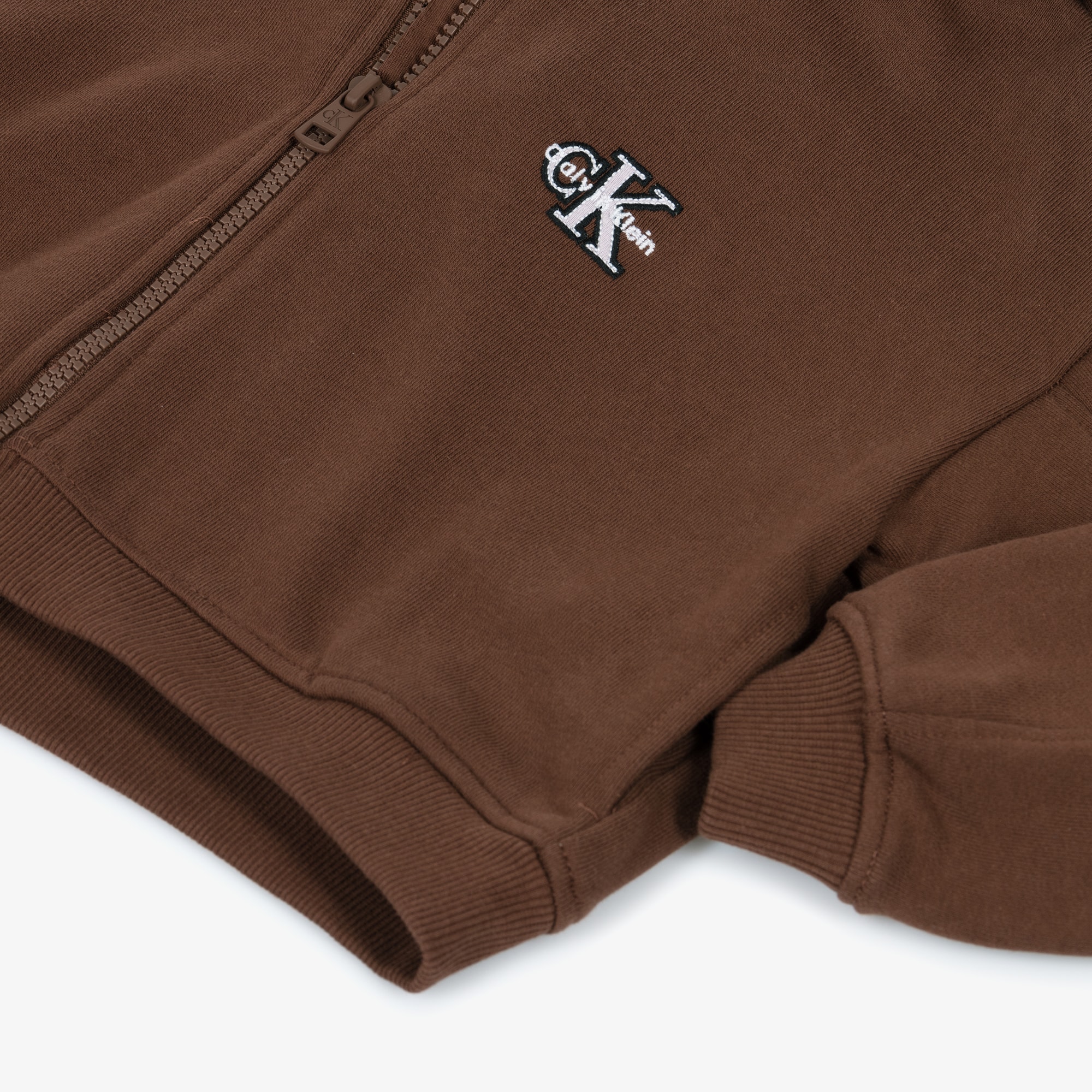 Girls Brown Cotton Boxy Zip-Up Hoodie - View 3