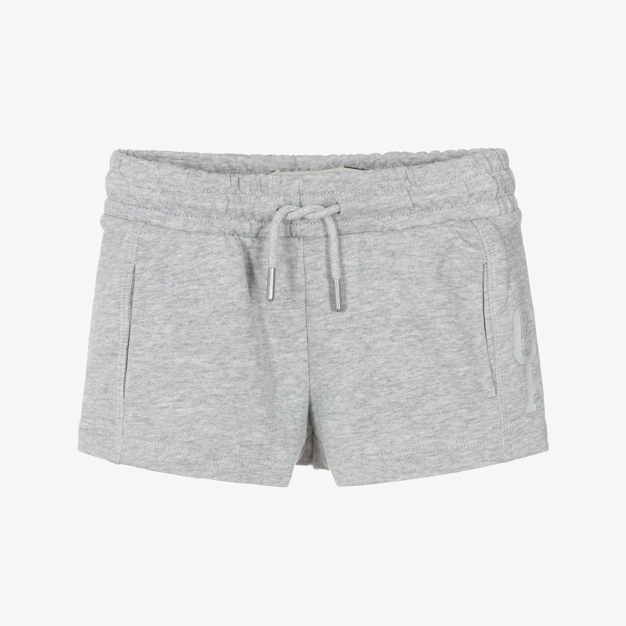 Girls Grey Marl Cotton Jersey Shorts - View 1