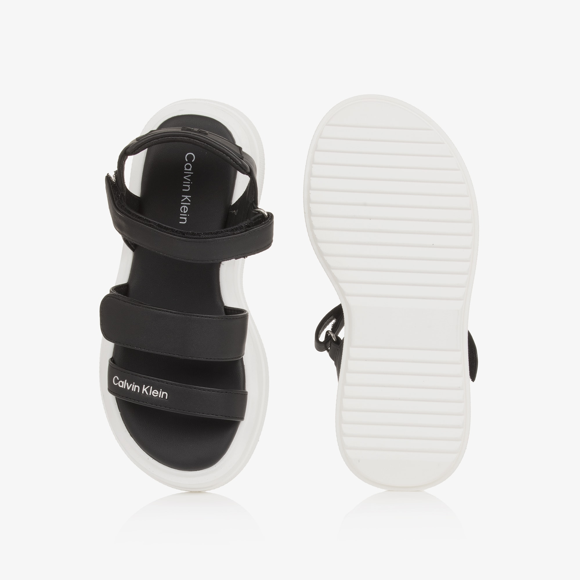 Girls Ivory Faux Leather Sandals with Chunky Soles - View 3