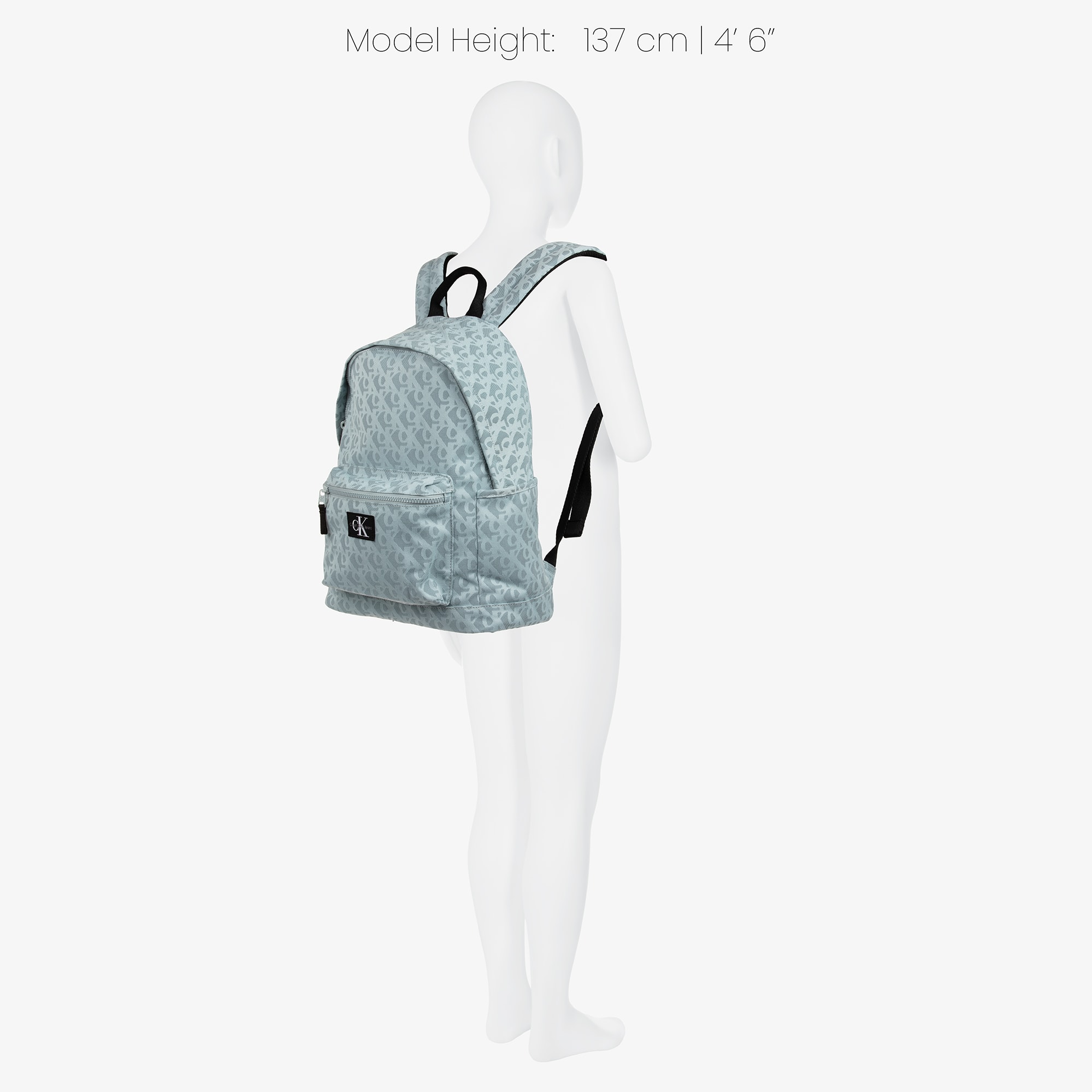 Pale Blue CK Monogram Canvas Backpack (39cm) - View 2