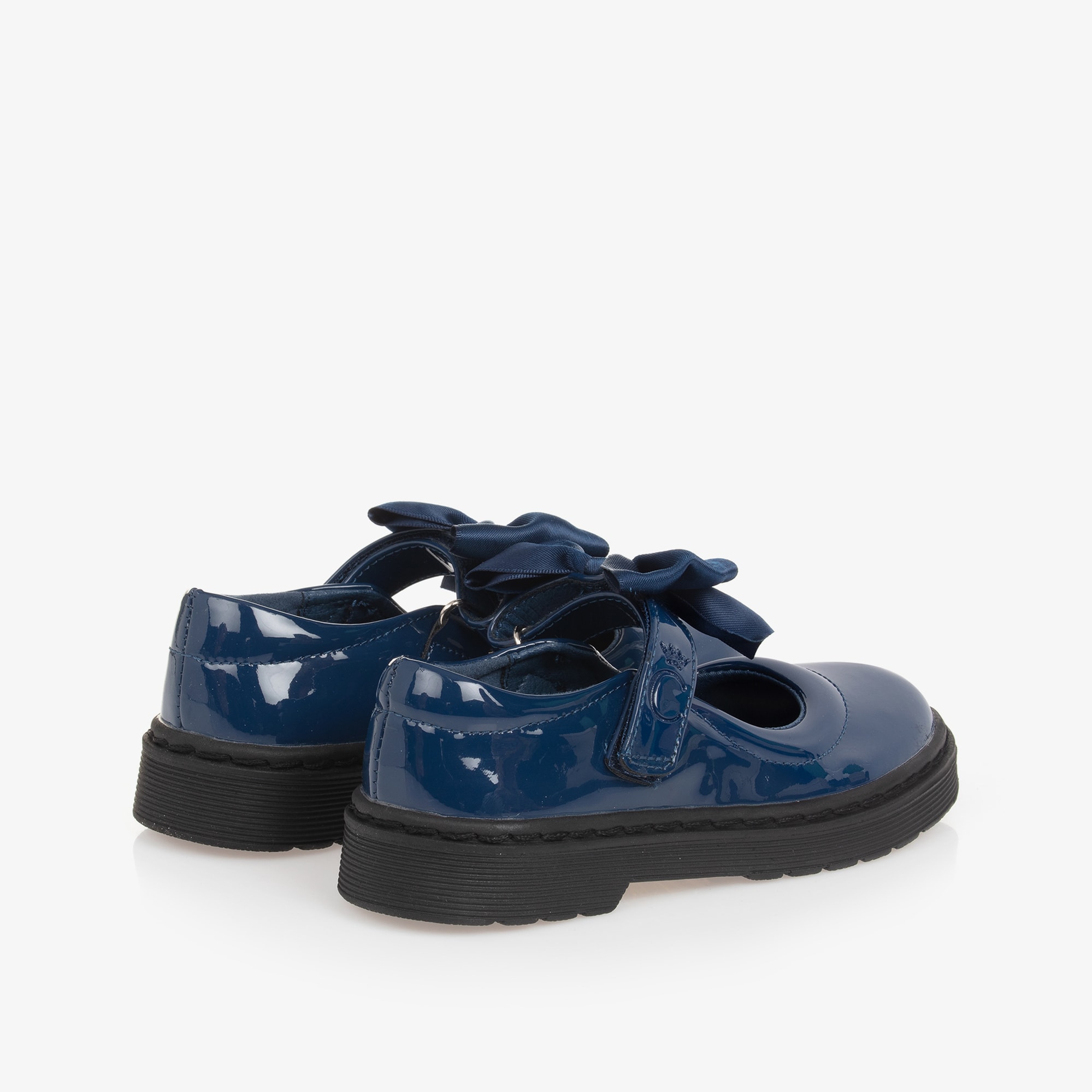 Girls Blue Patent Bow Shoes - View 3