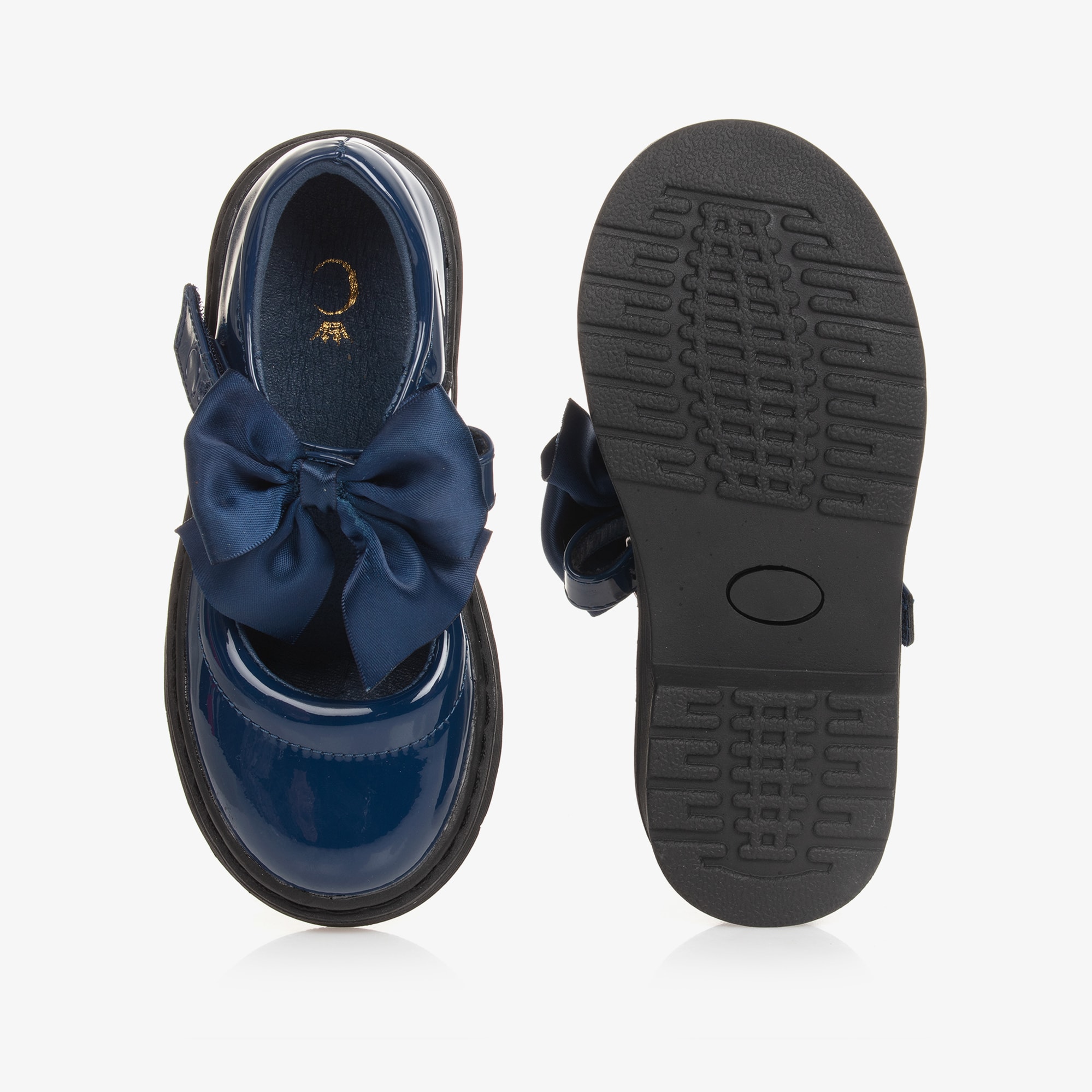 Girls Blue Patent Bow Shoes - View 4