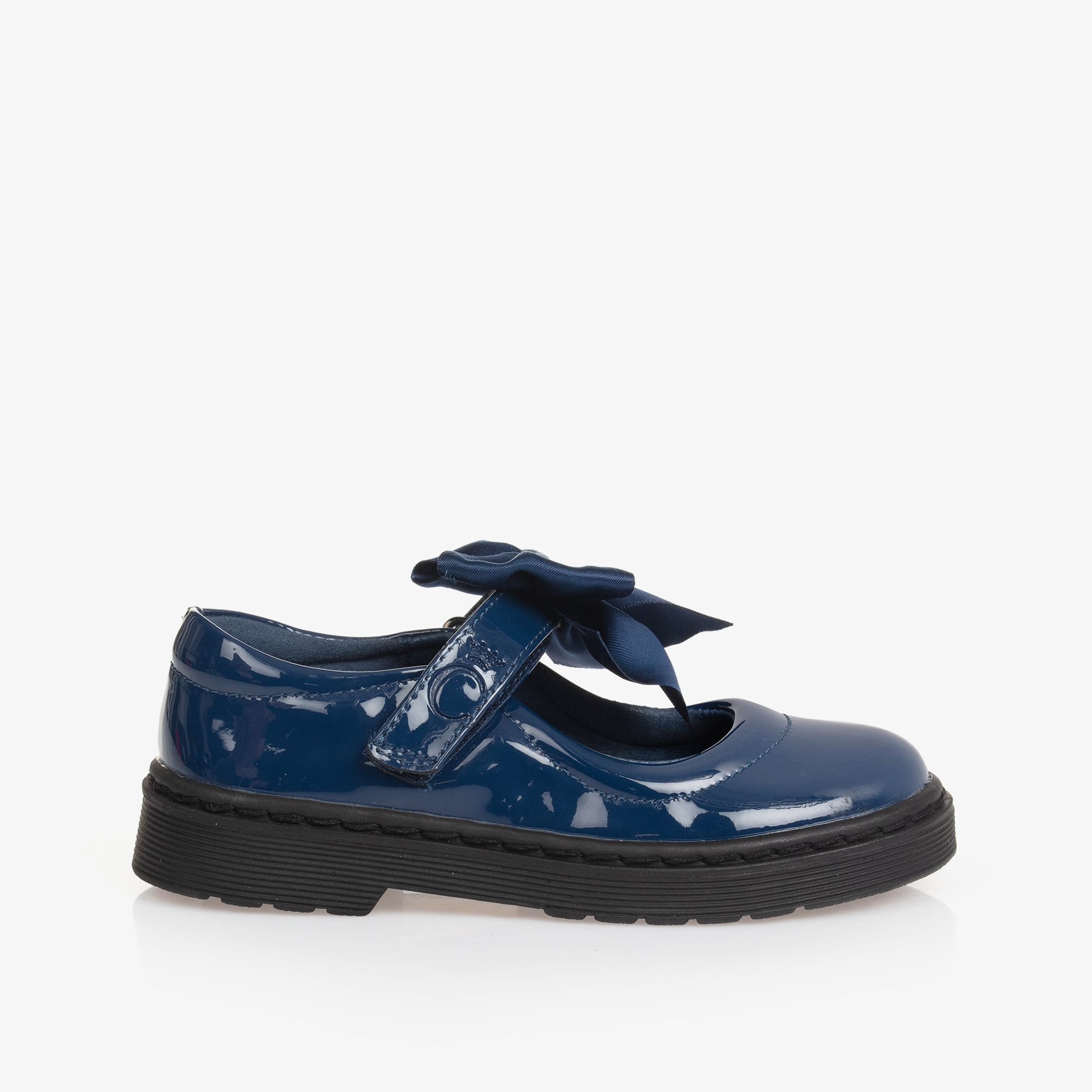Girls Blue Patent Bow Shoes - View 5