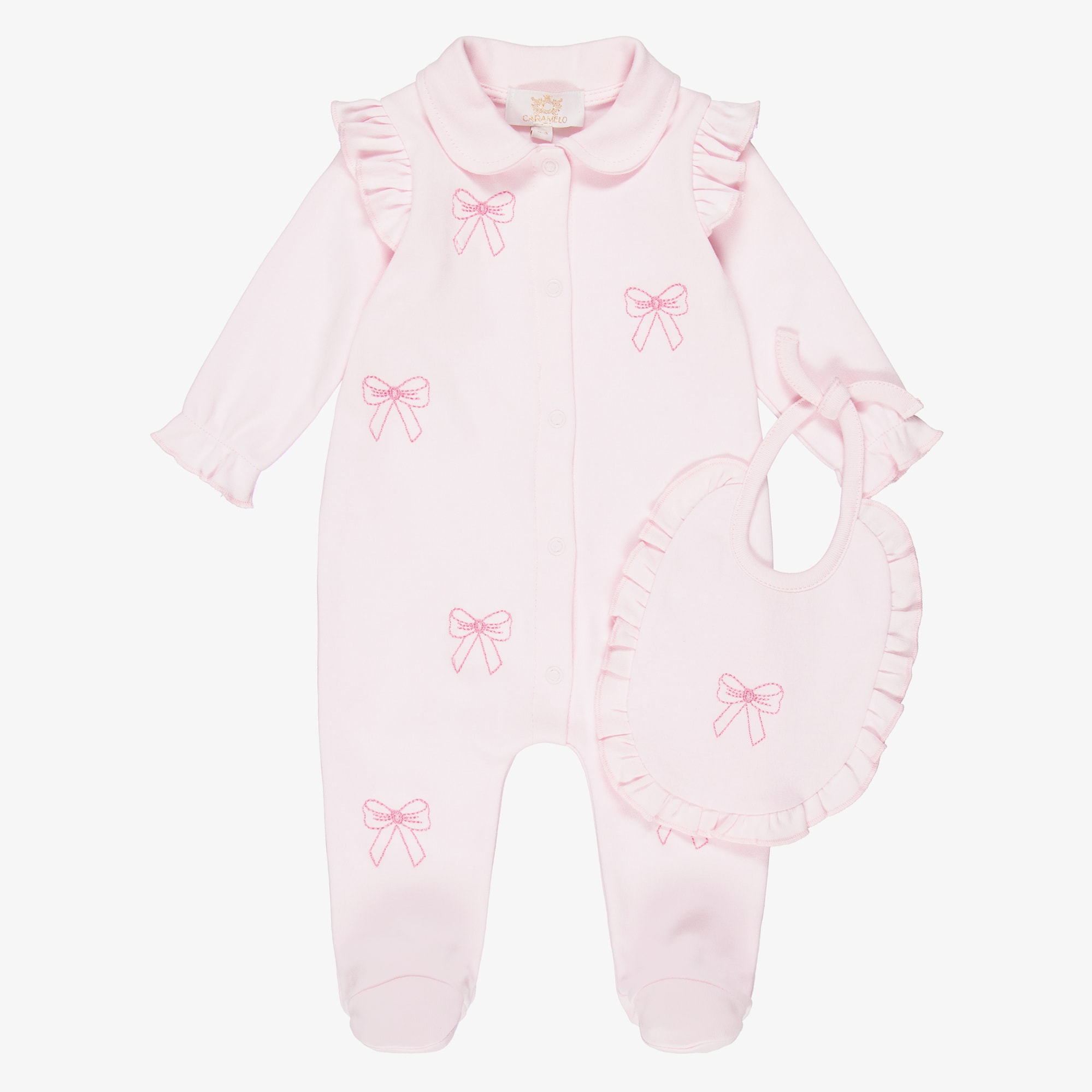 Girls Pink Cotton Babygrow Set - View 1