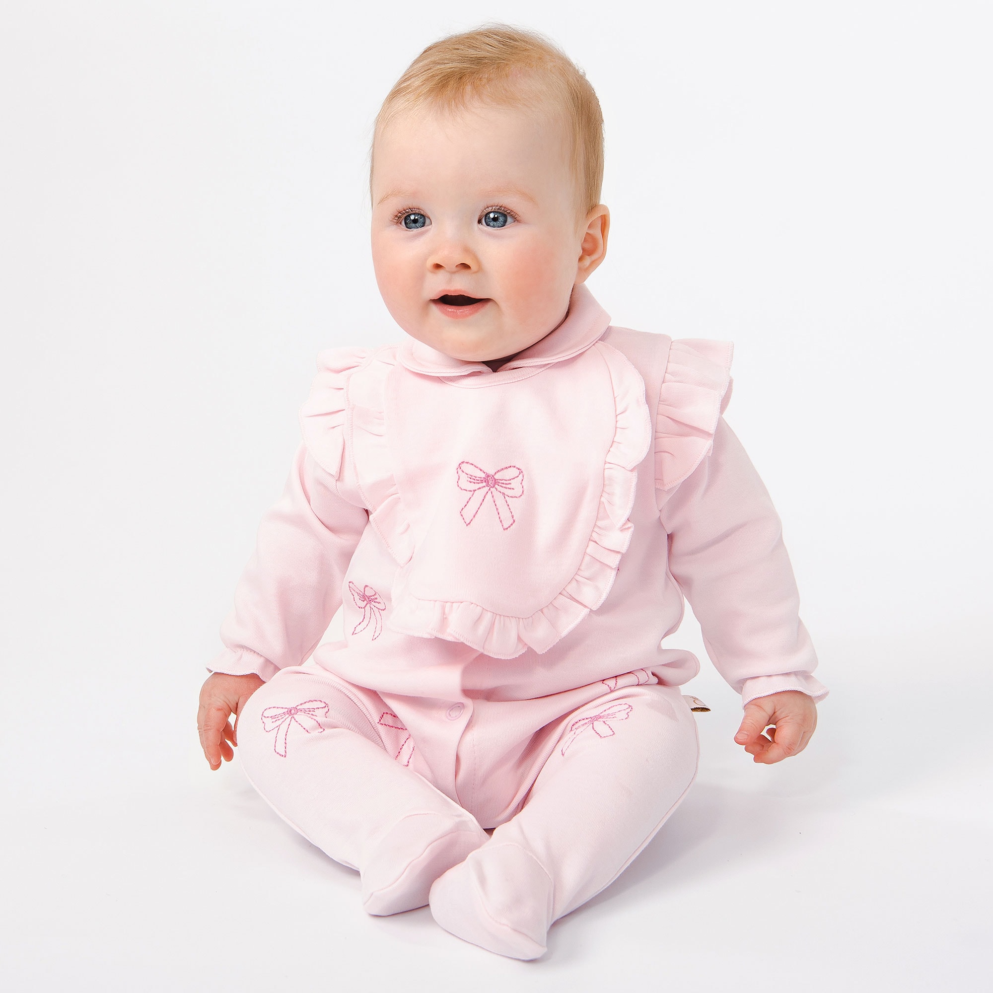 Girls Pink Cotton Babygrow Set - View 2