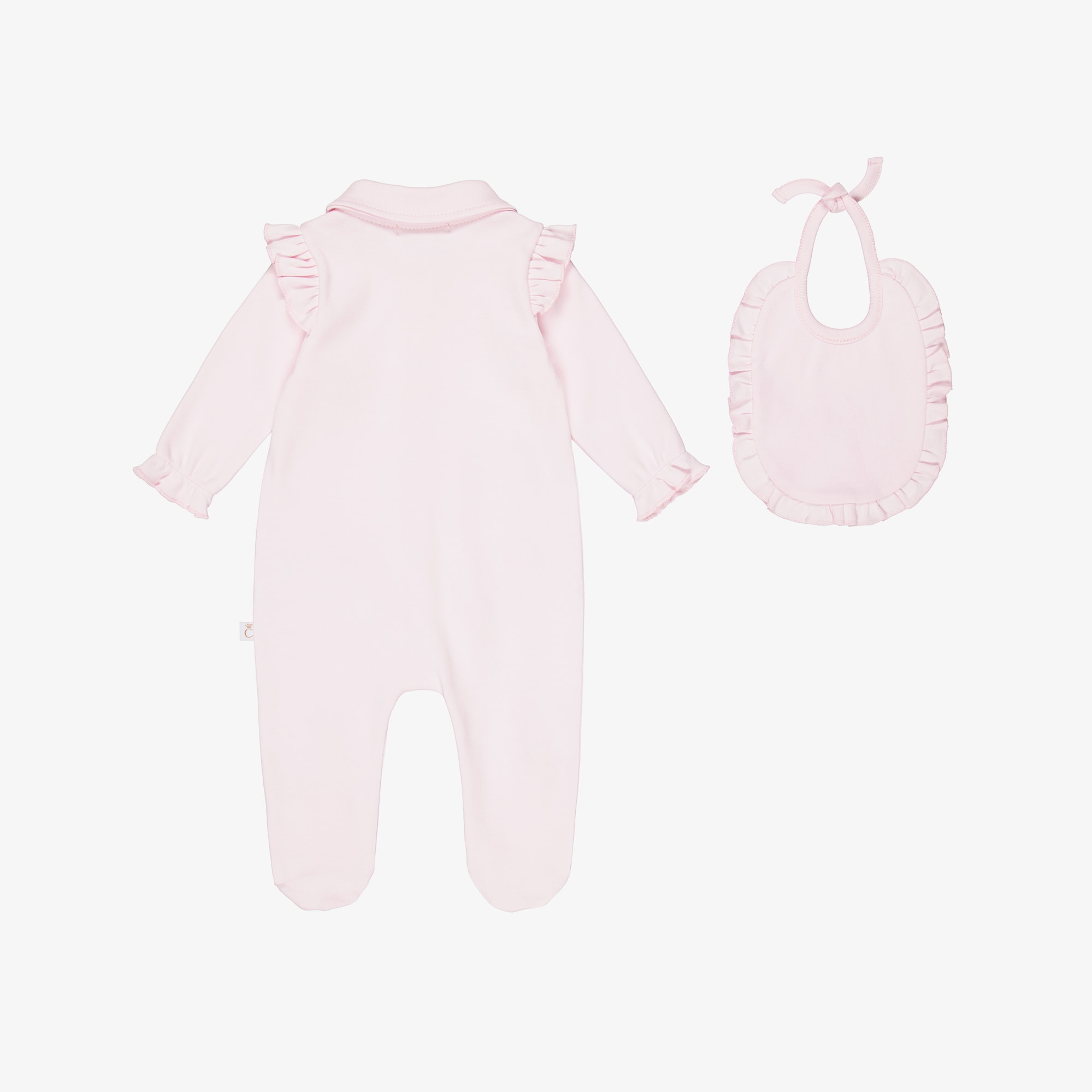 Girls Pink Cotton Babygrow Set - View 3