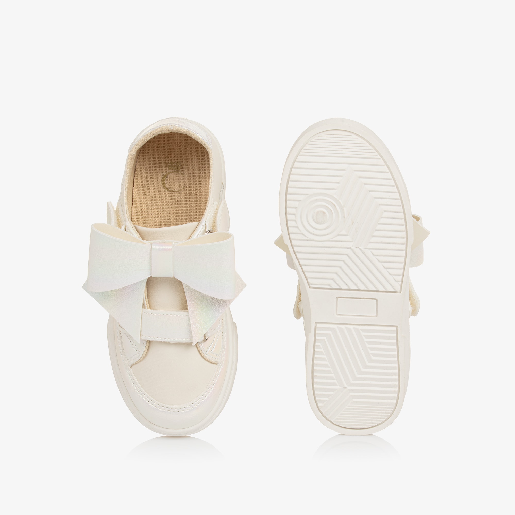 Girls Pink Faux Leather Bow Trainers - View 4