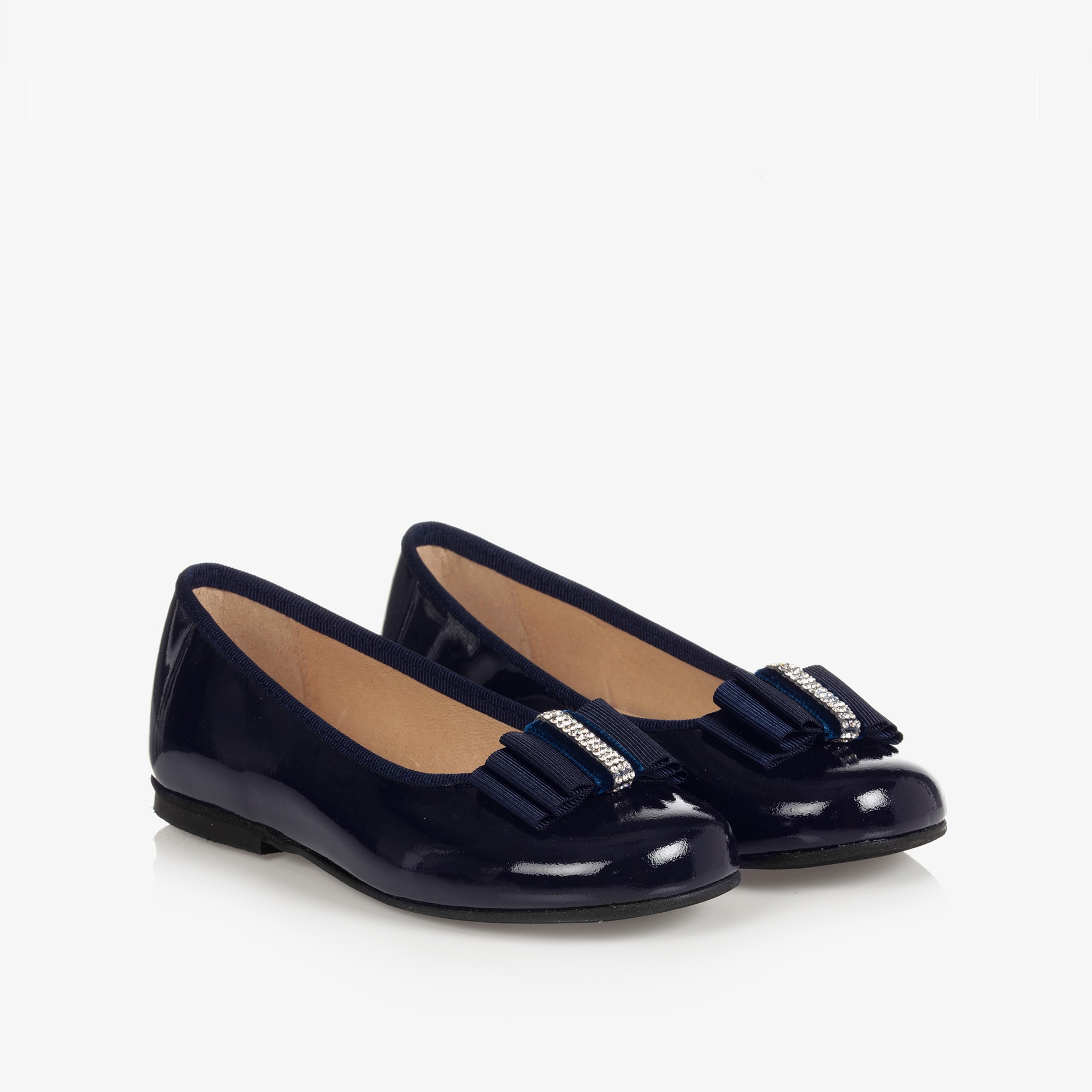 Girls Black Patent Ballerina Shoes - View 1