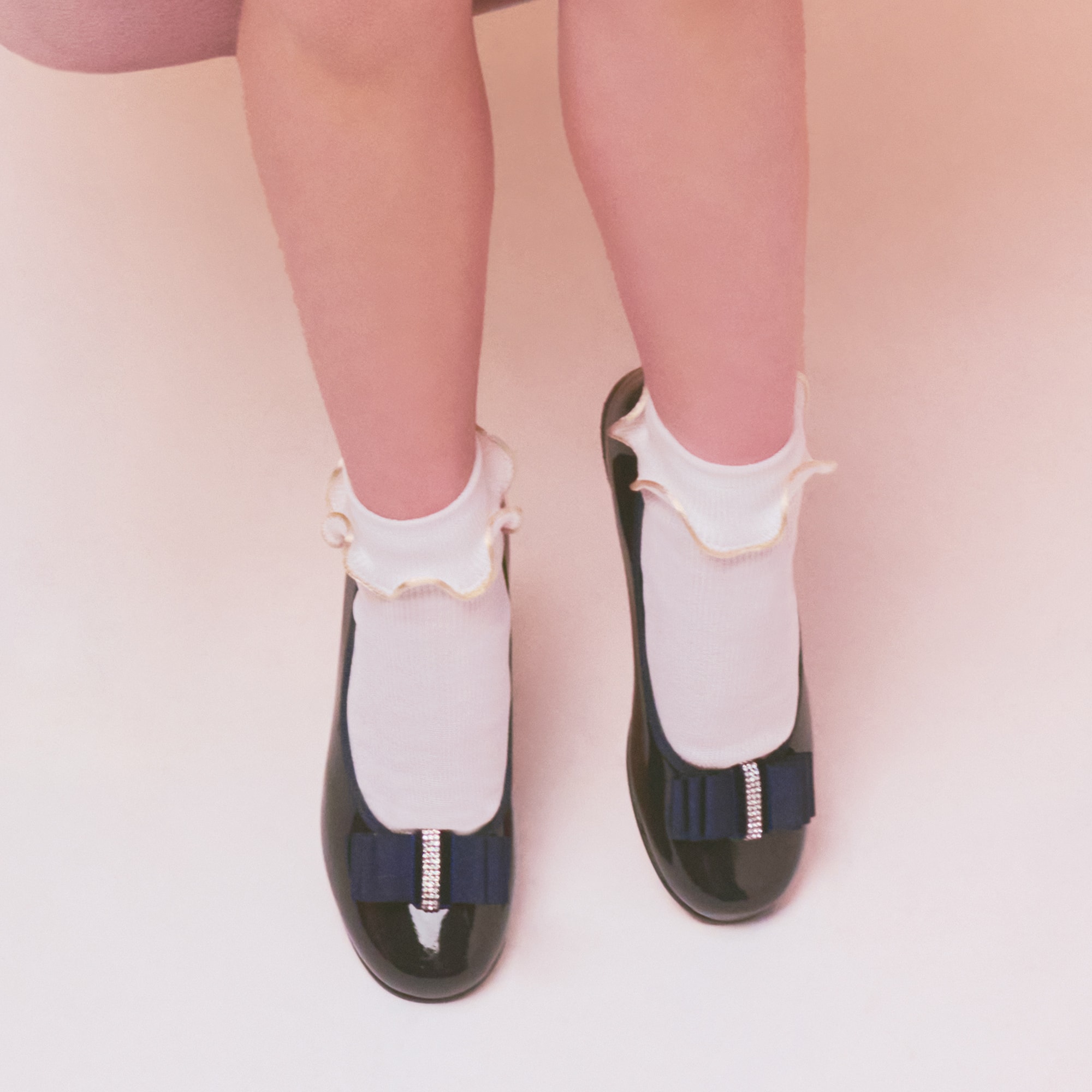 Girls Black Patent Ballerina Shoes - View 2