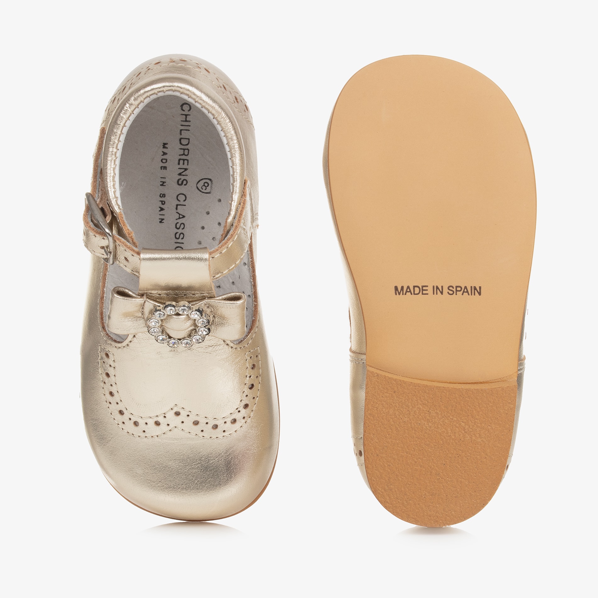 Girls Gold Leather Shoes - View 2