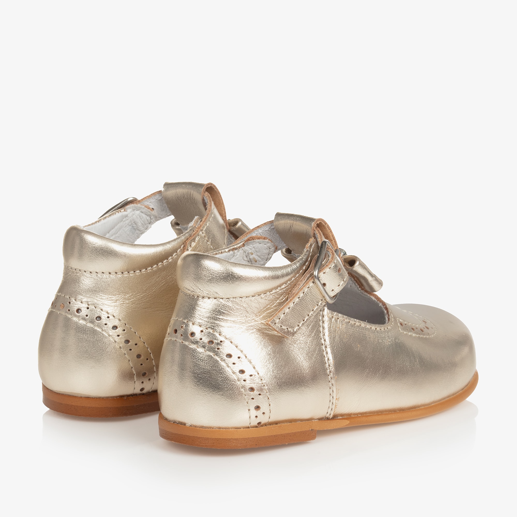 Girls Gold Leather Shoes - View 3