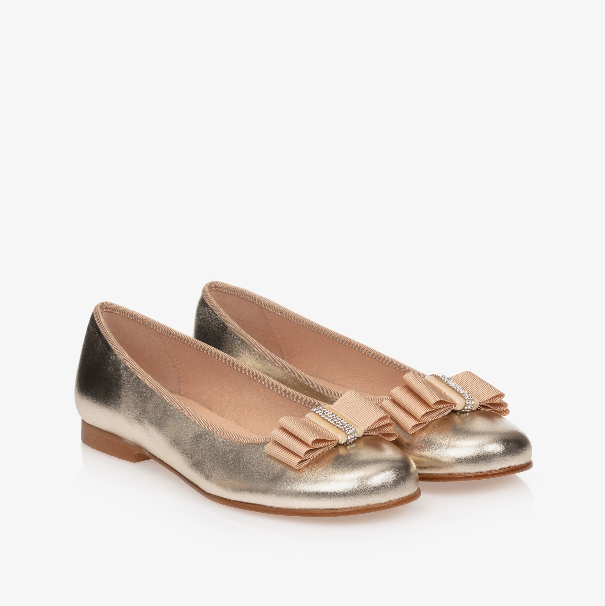 Girls Ivory Leather Ballerina Shoes - View 1