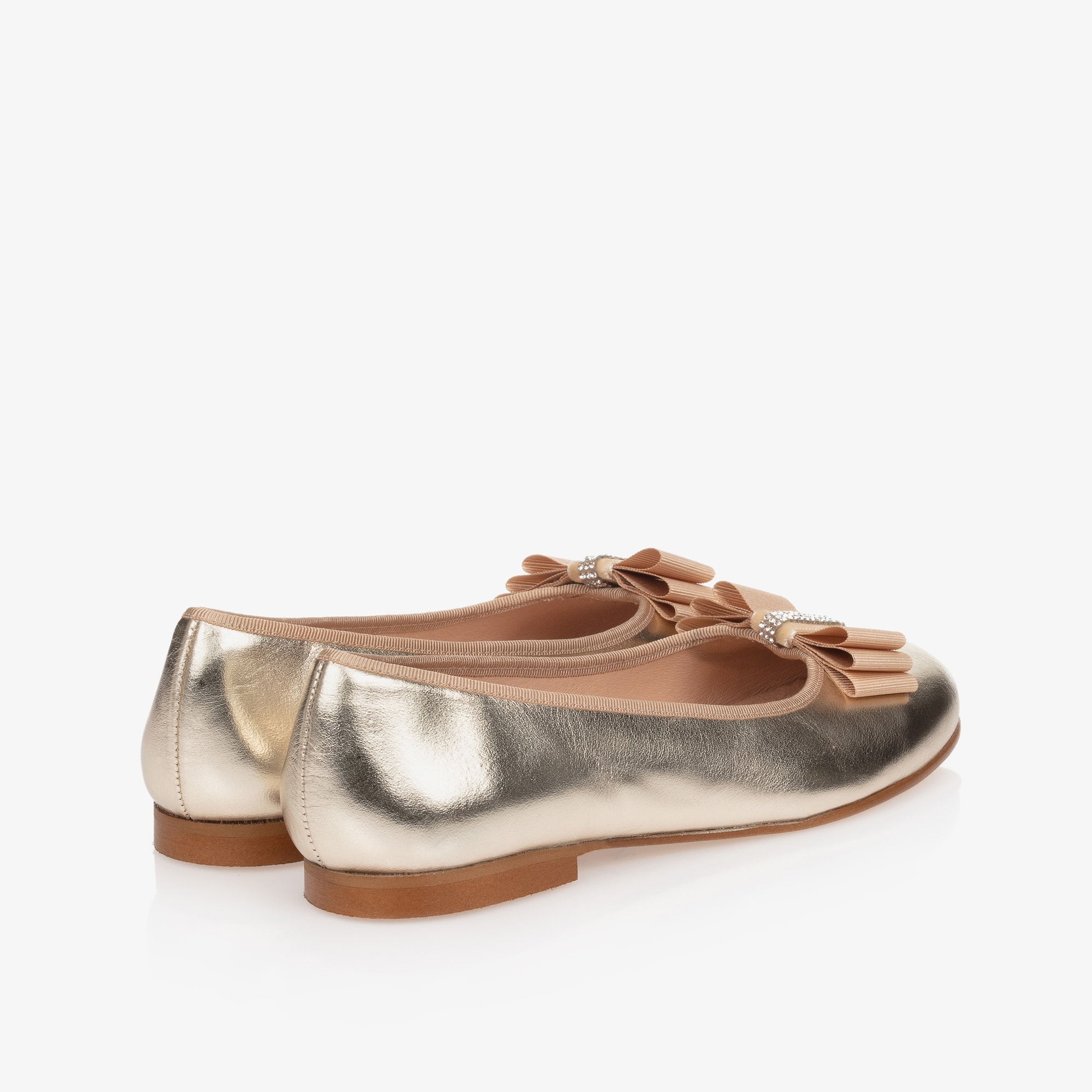 Girls Ivory Leather Ballerina Shoes - View 3