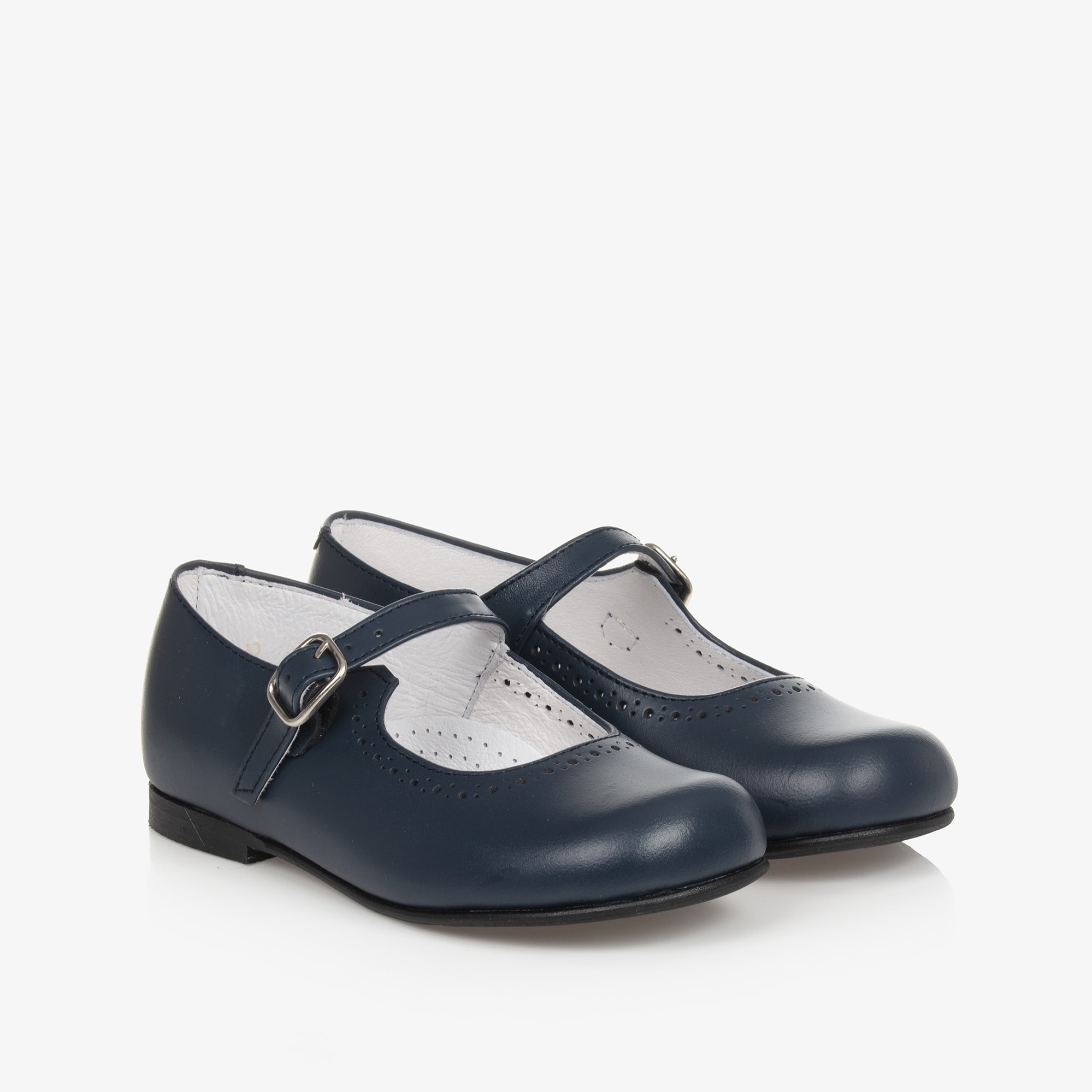 Girls Navy Blue Leather Shoes - View 1
