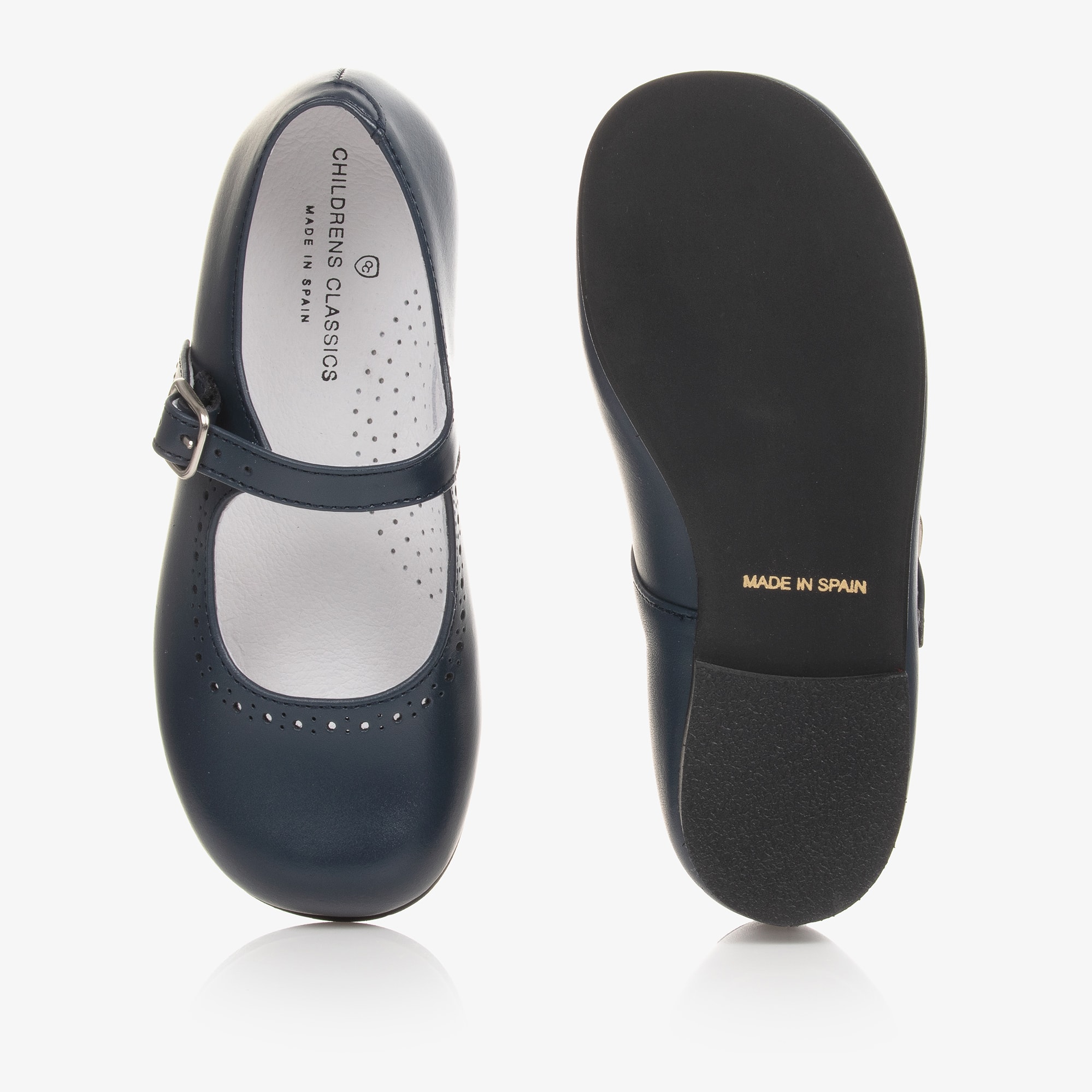 Girls Navy Blue Leather Shoes - View 2
