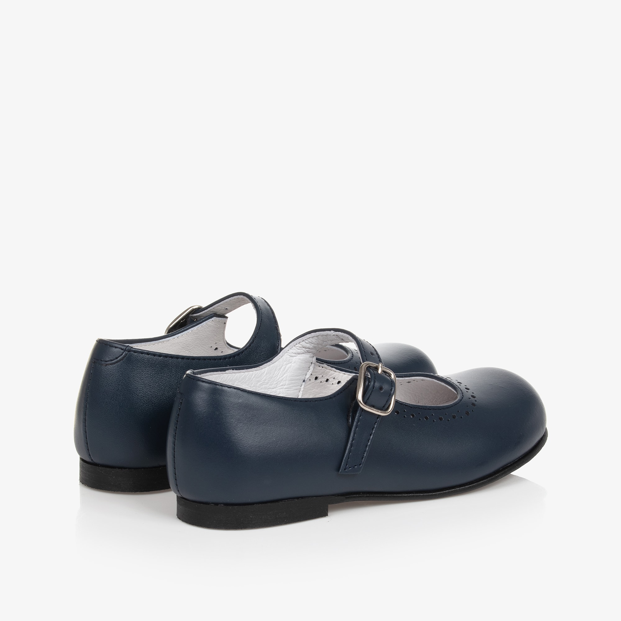 Girls Navy Blue Leather Shoes - View 3