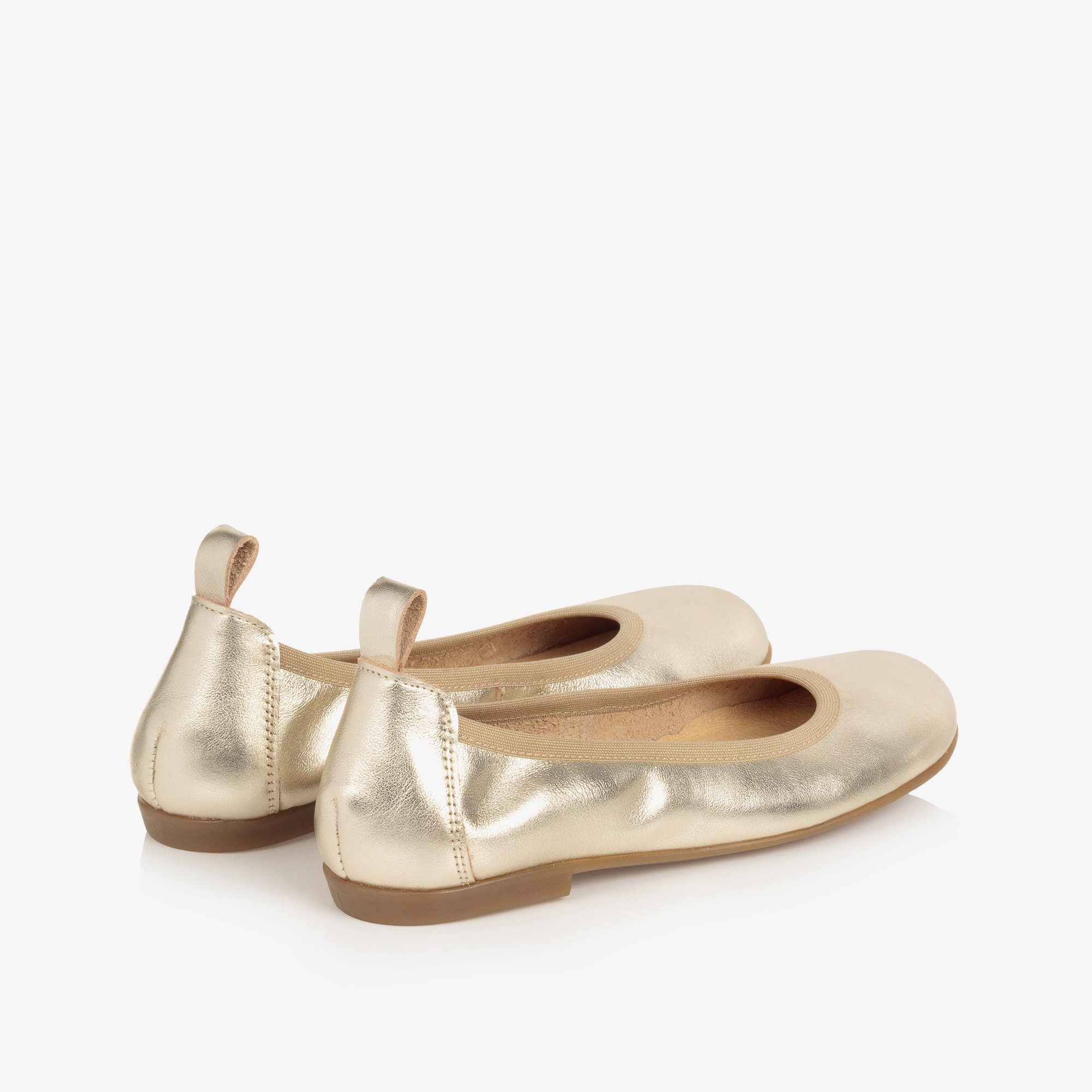 Girls Silver Leather Ballerina Shoes - View 3