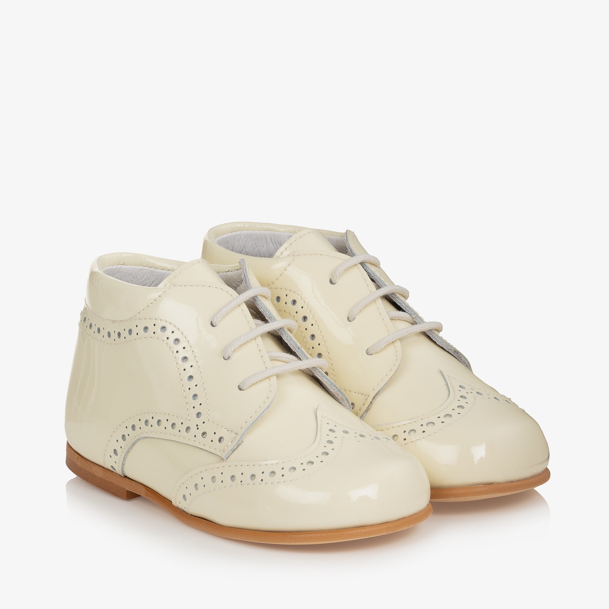 Ivory Patent Leather Boots - View 1