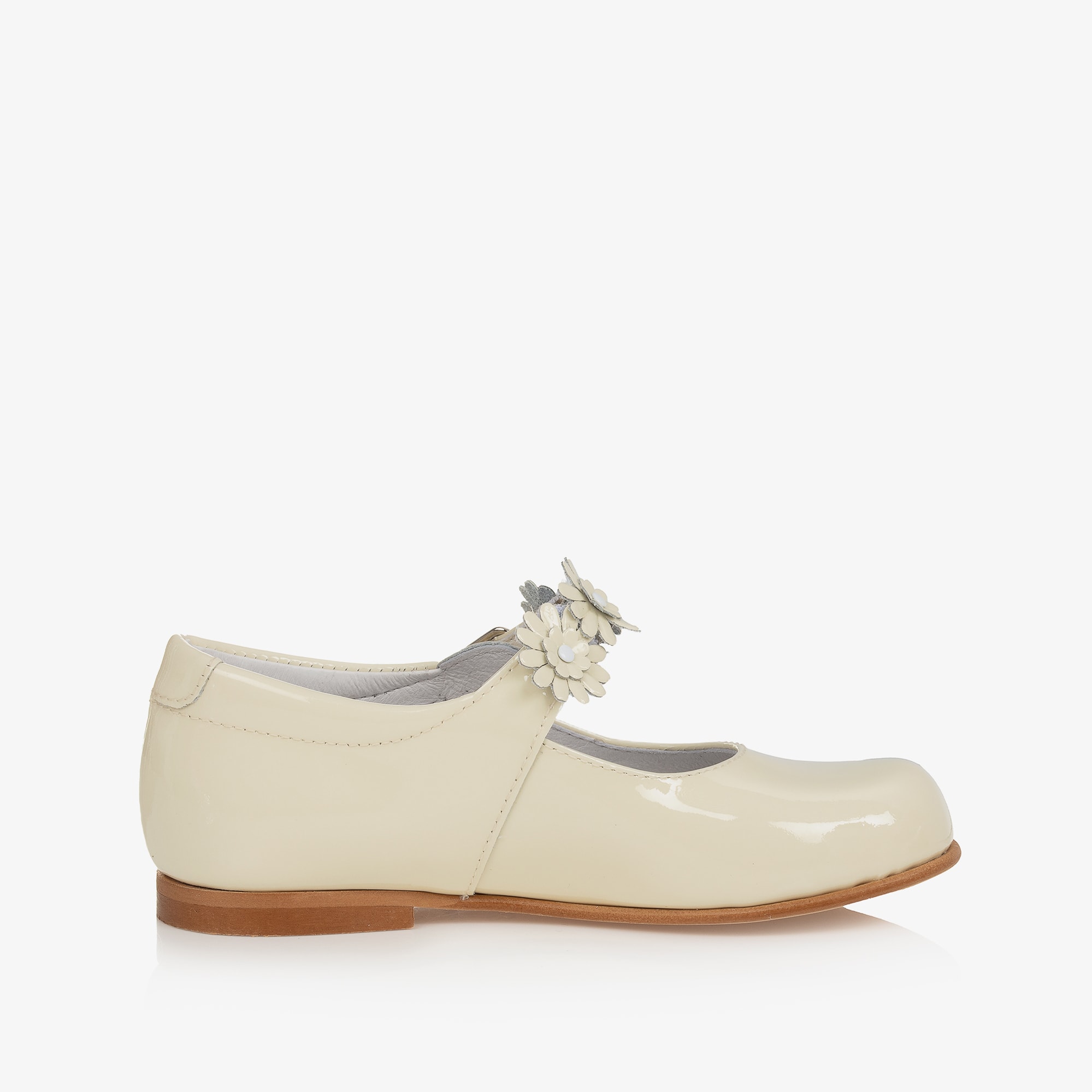 Ivory Patent Leather With Floral Strap Shoes - View 6