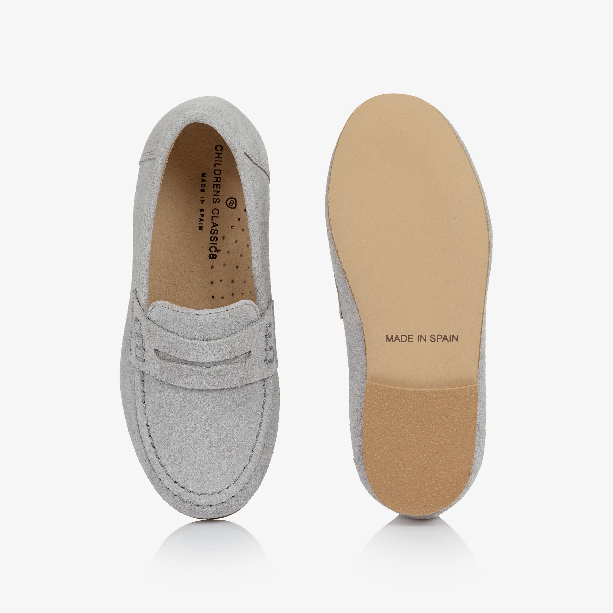 Pale Grey Suede Leather Loafers - View 3