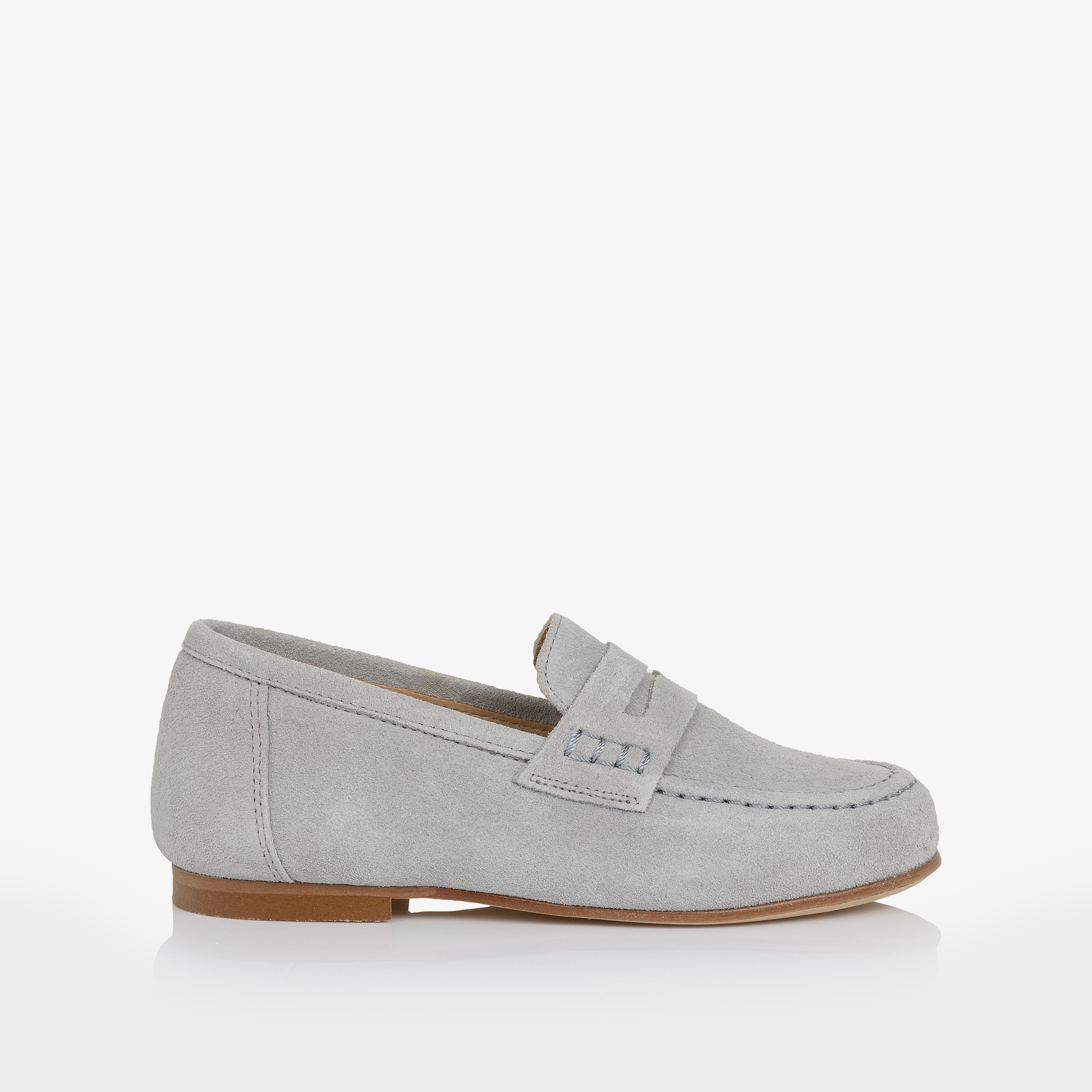 Pale Grey Suede Leather Loafers - View 4