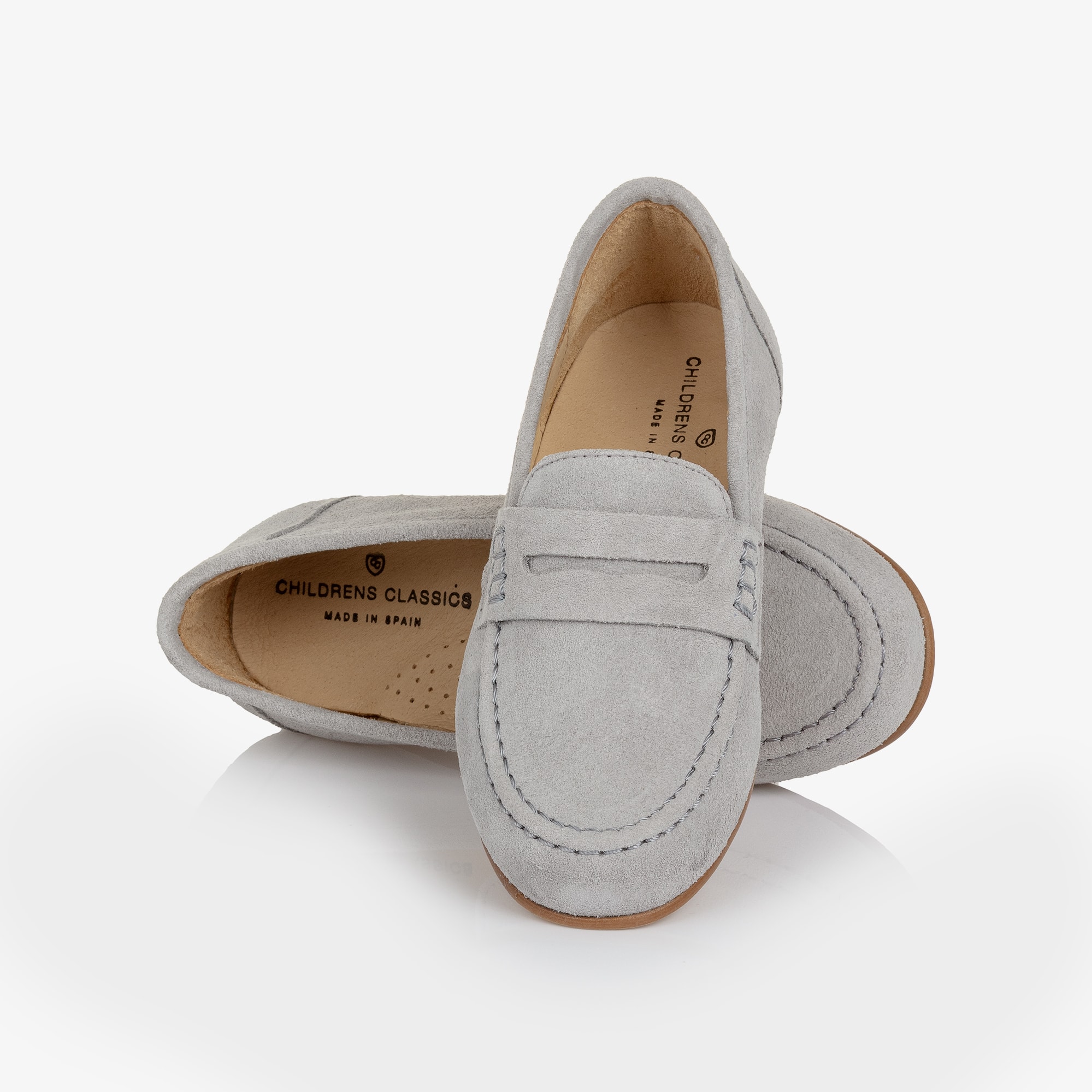 Pale Grey Suede Leather Loafers - View 5