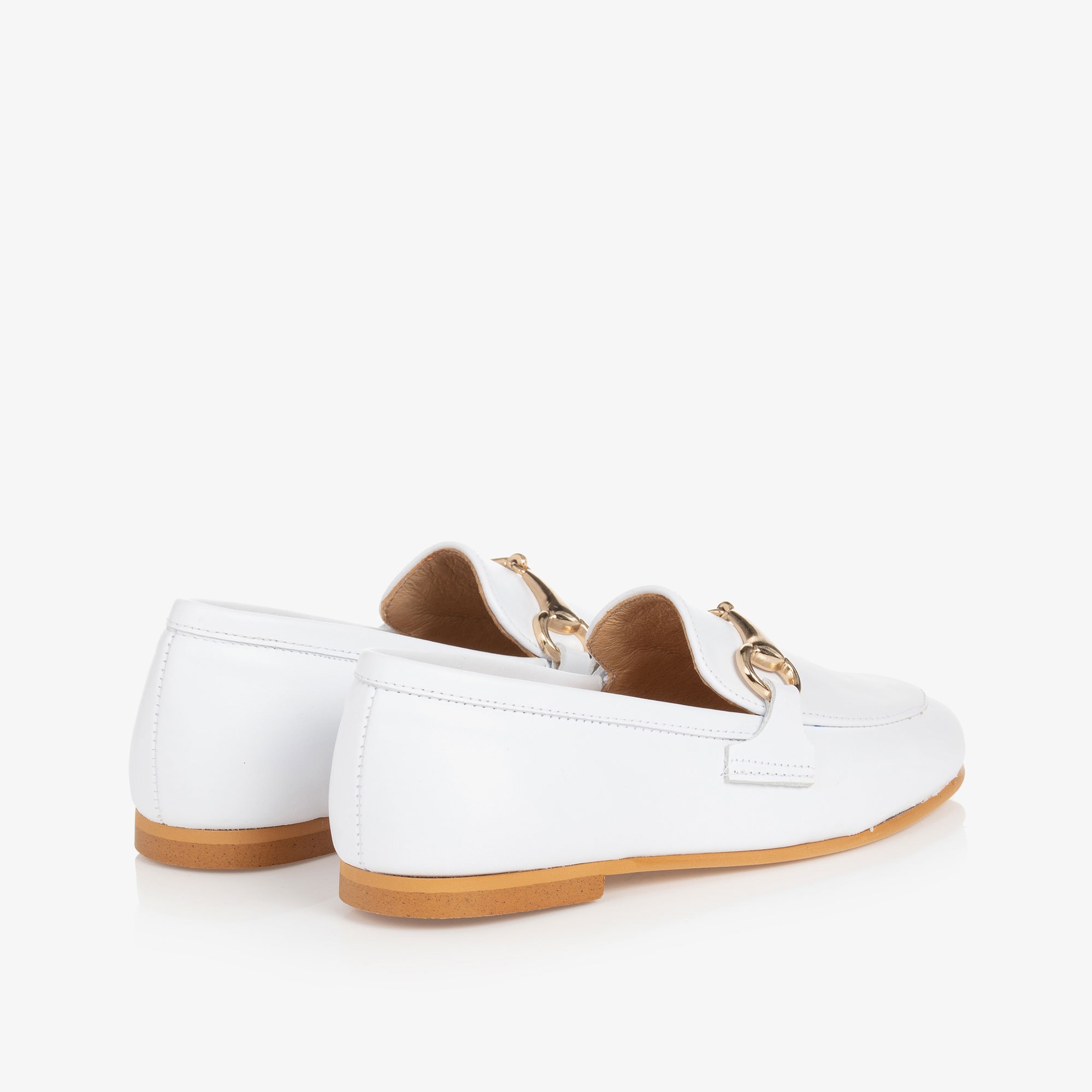 White Leather Loafers - View 3