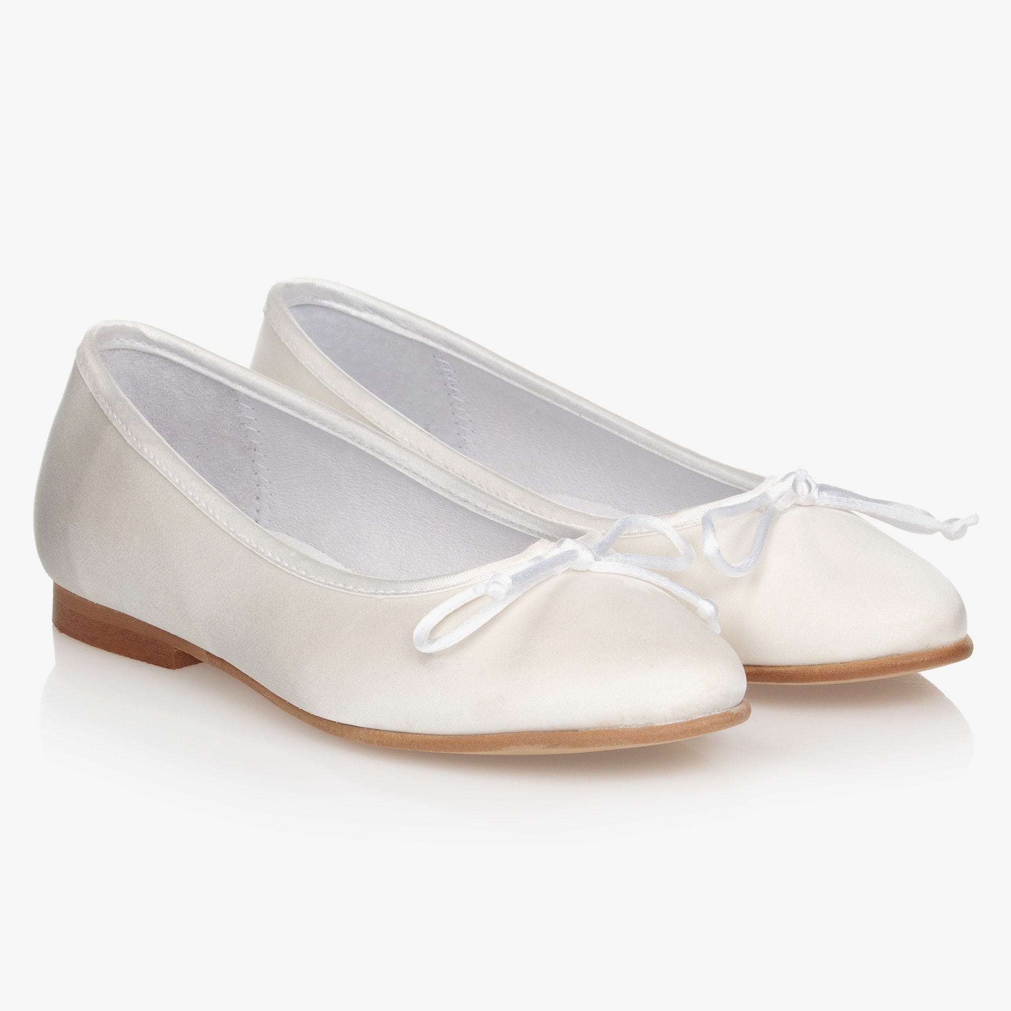 White Sateen Ballerina Pumps - View 1