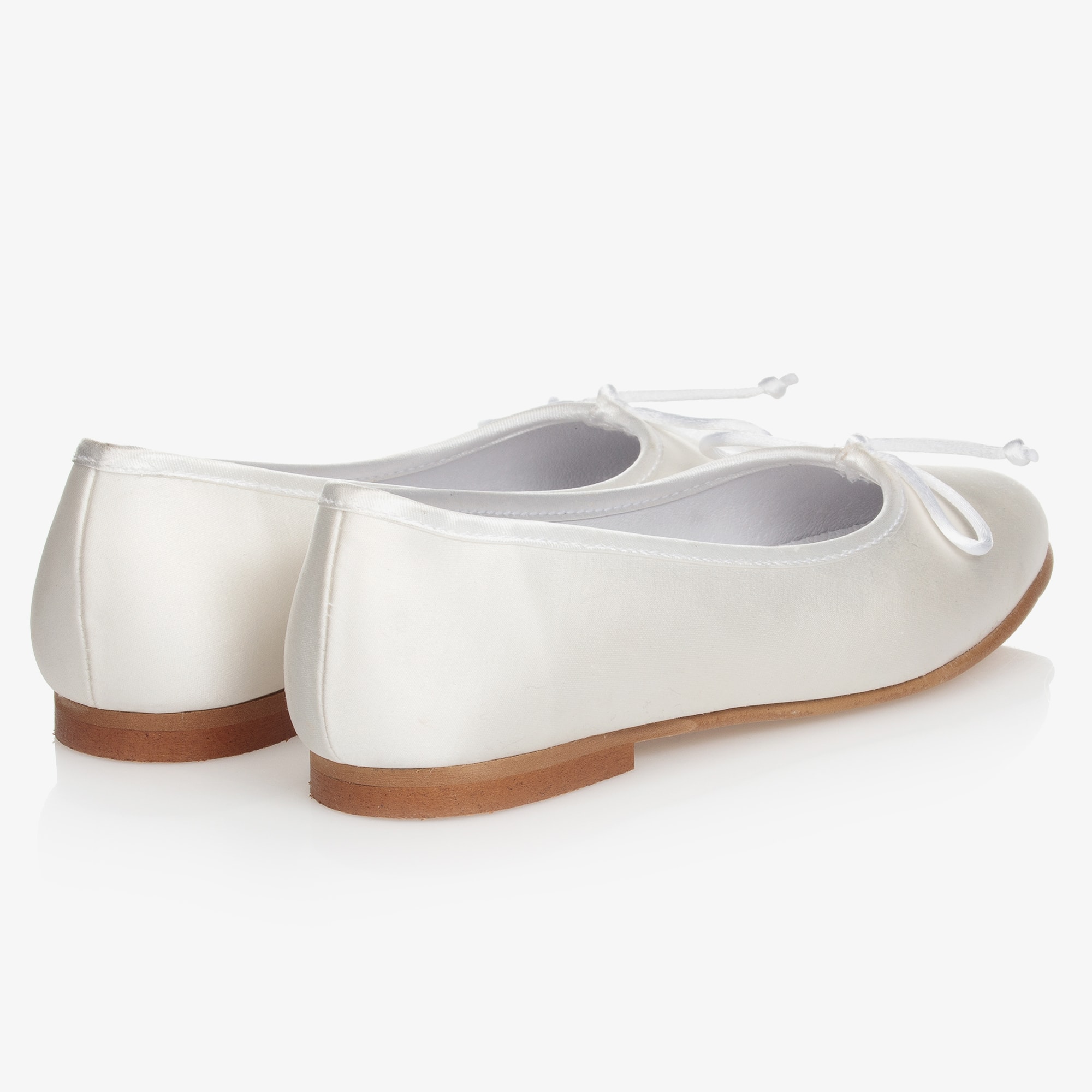 White Sateen Ballerina Pumps - View 2