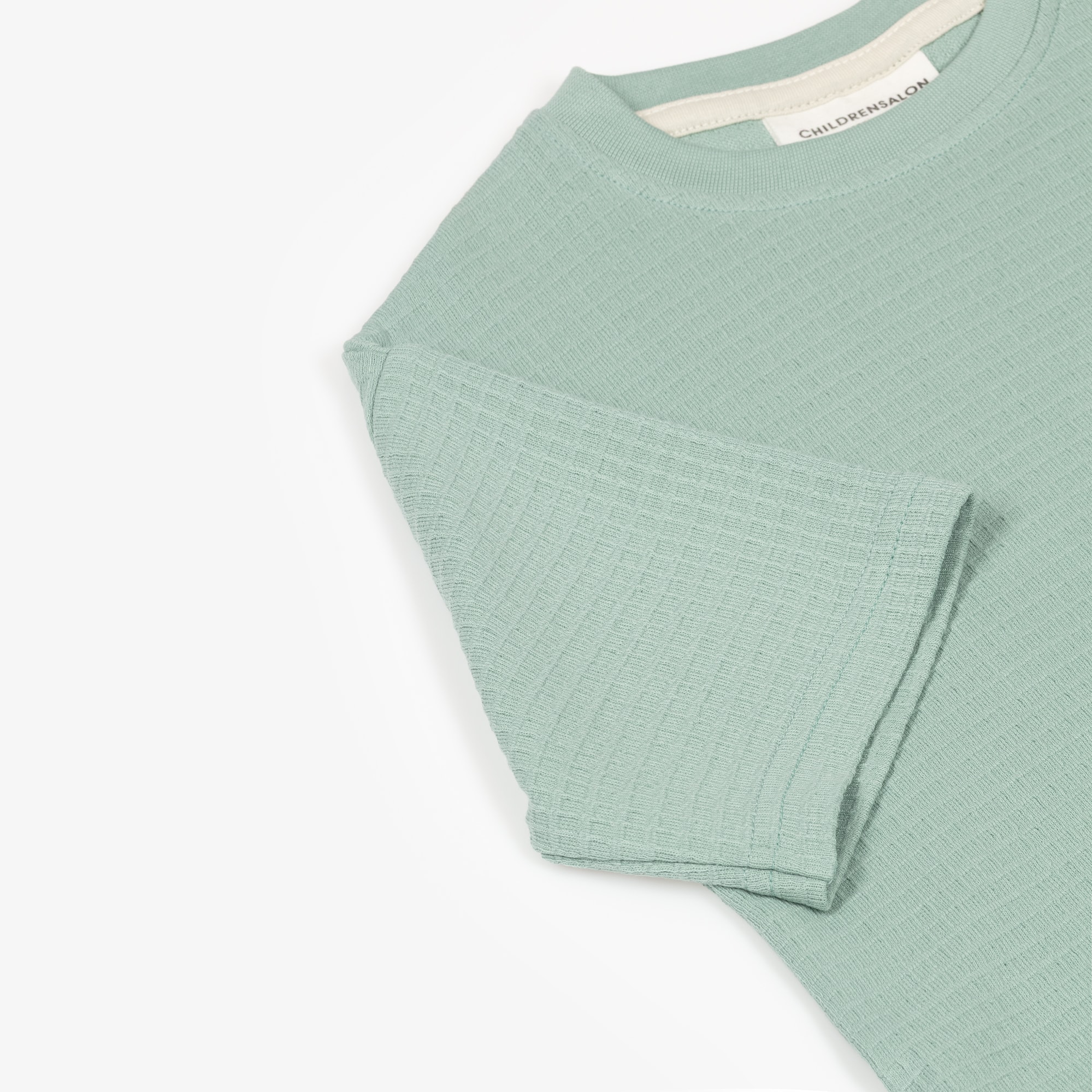 Boys Green Organic Cotton Waffle Shorts Set - View 4