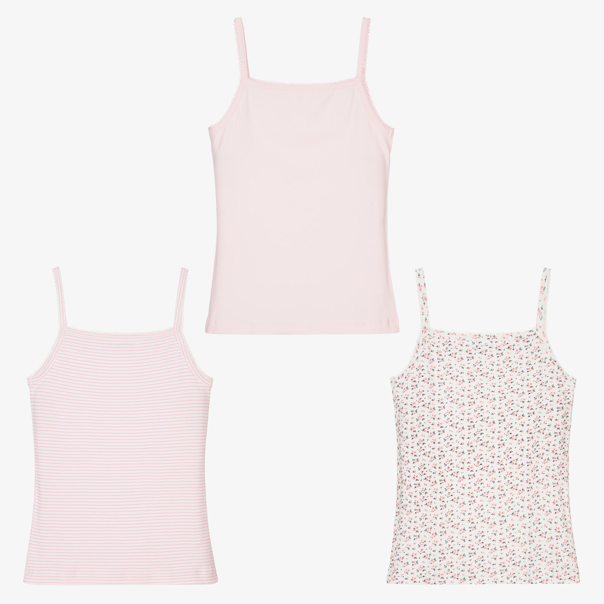 Girls Pink Organic Cotton Vests (3 Pack) - View 2