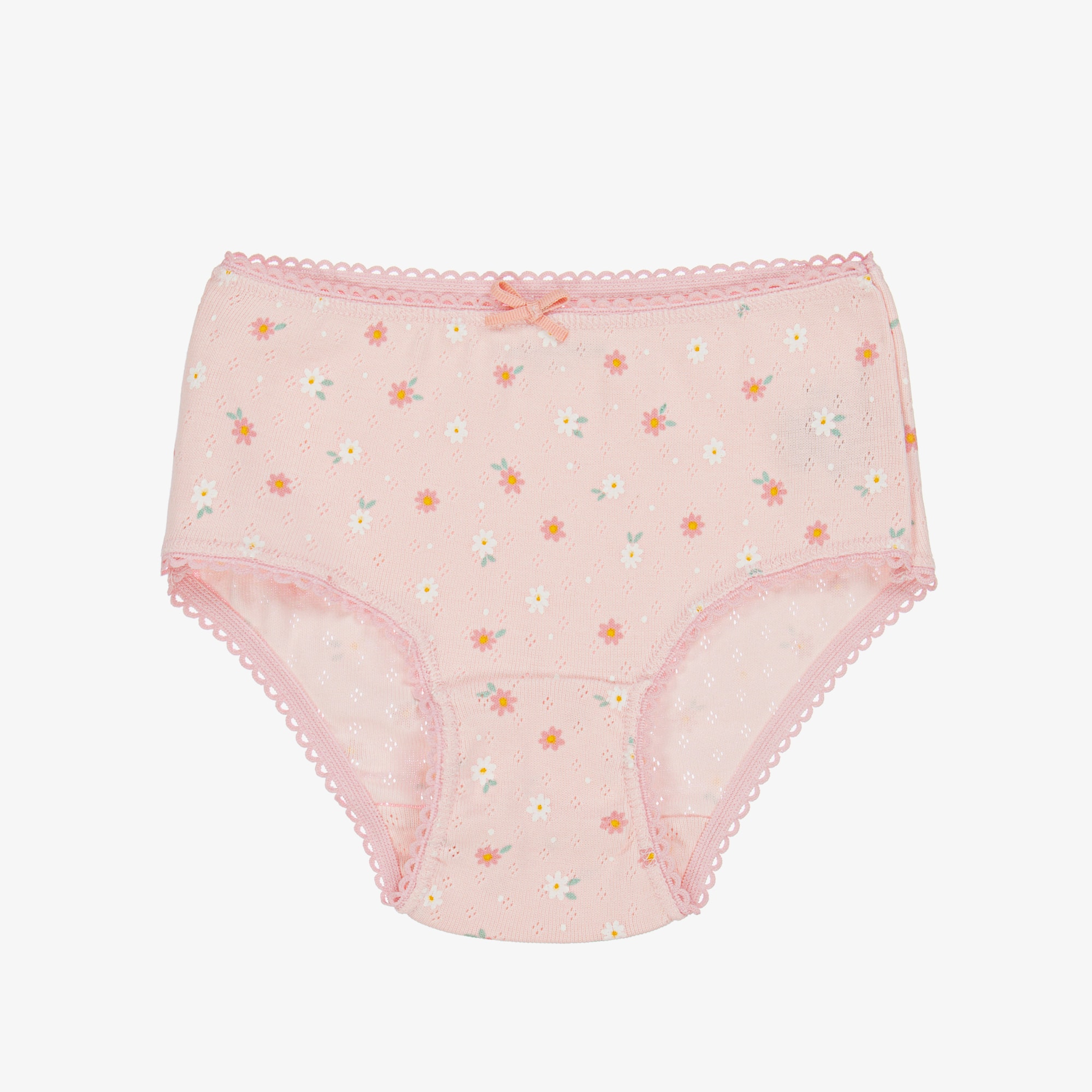 Girls White & Pink Floral Organic Cotton Knickers (2 Pack) - View 2