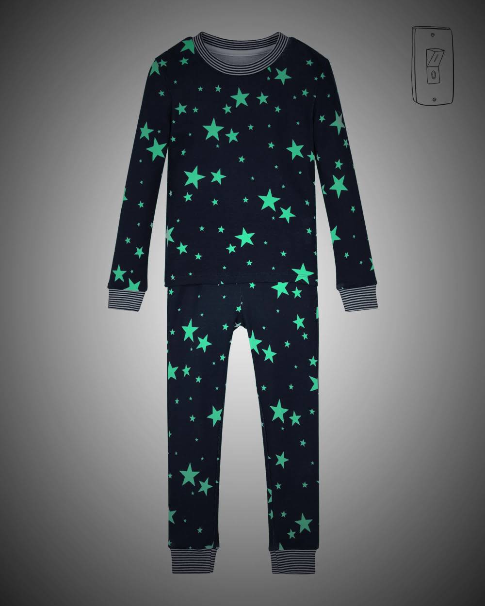 Navy Blue Glow In The Dark Cotton Pyjamas - View 3