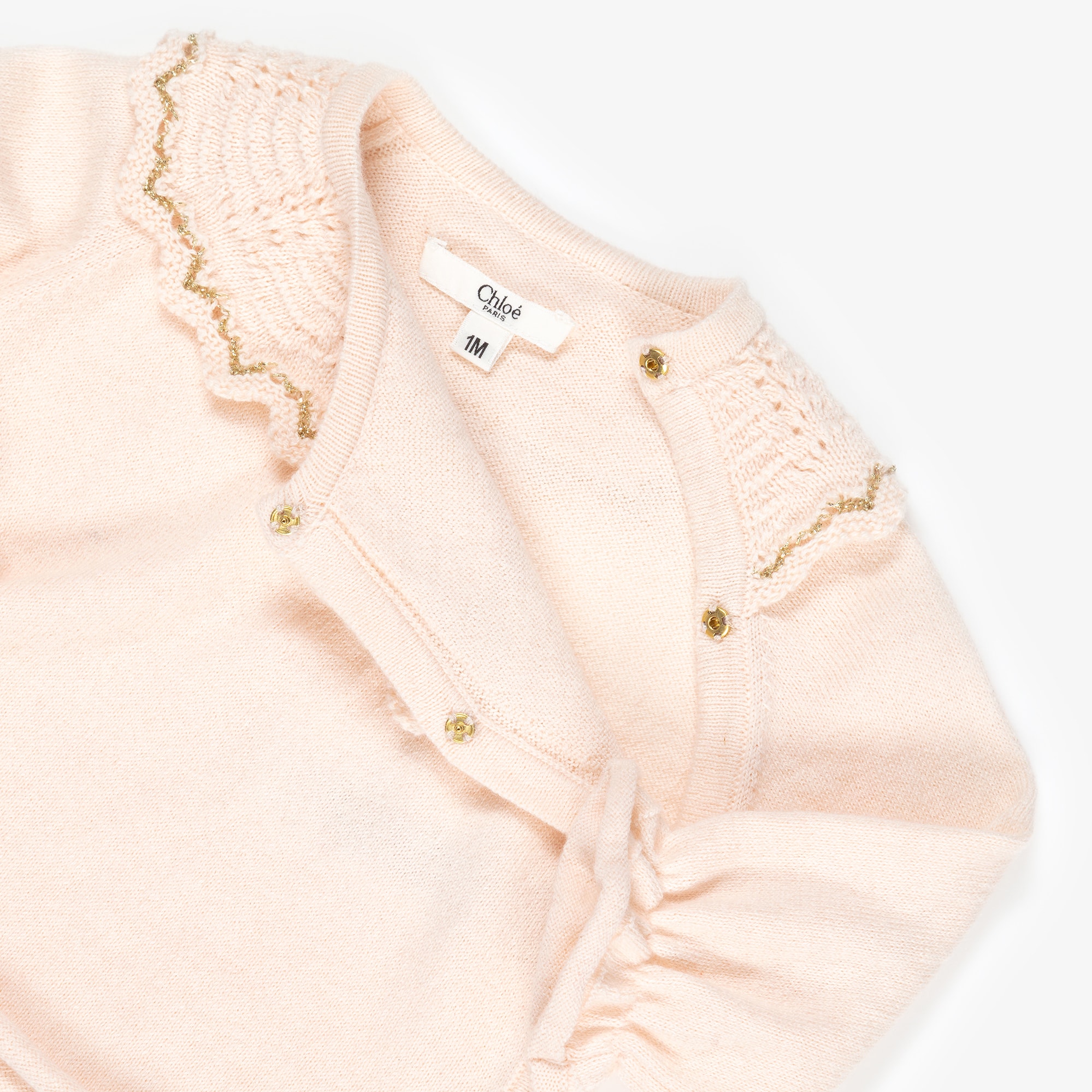 Baby Girls Pale Pink Cotton & Cashmere Shorts Set - View 5