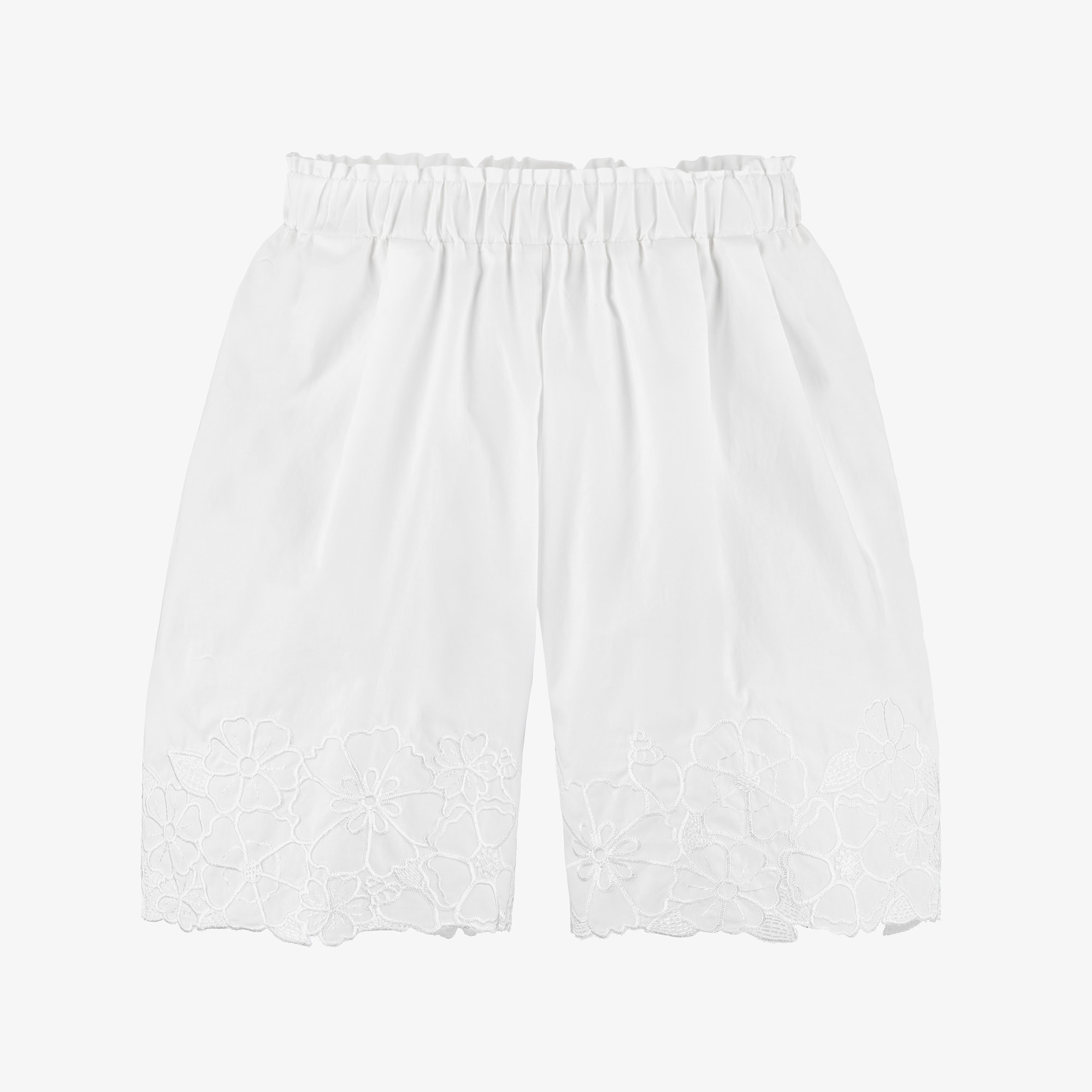 Girls White Cotton Shirts with Floral Embroidery - View 1