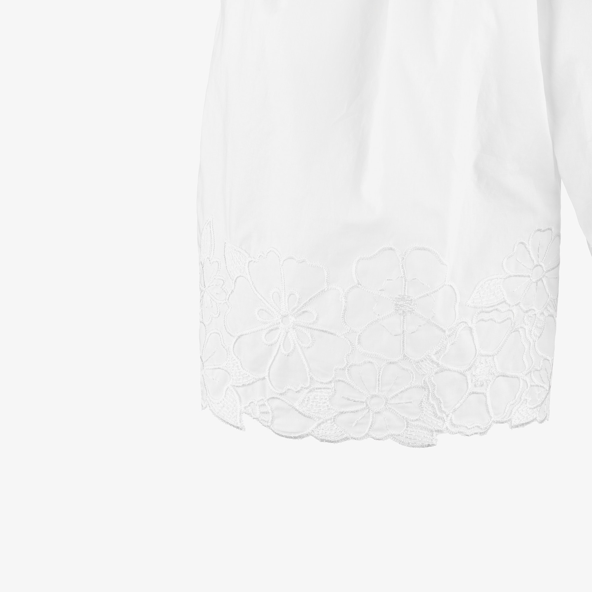 Girls White Cotton Shirts with Floral Embroidery - View 3