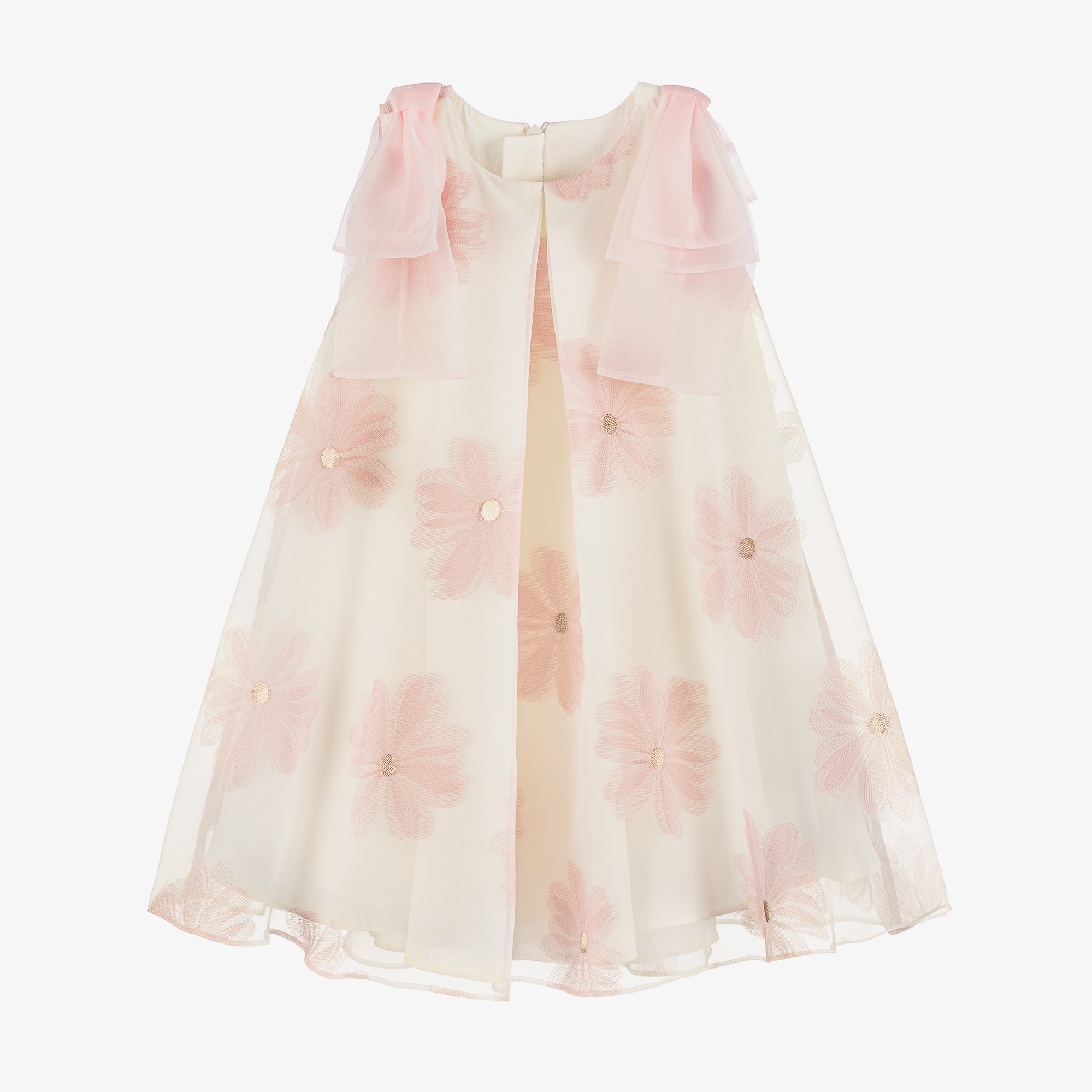 Girls Champagne Gold Butterfly Organza Dress - View 1